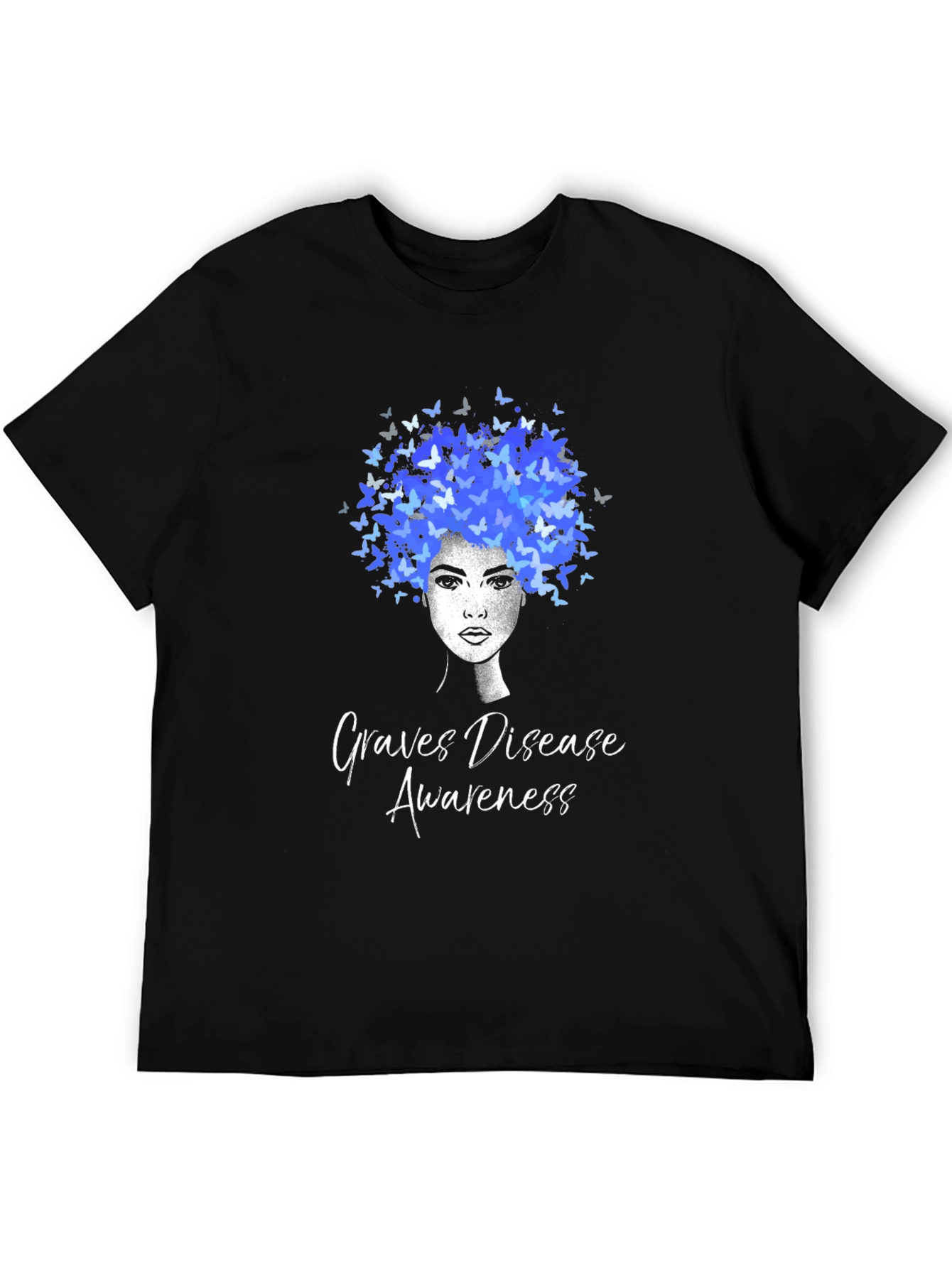 Black Graves Disease Awareness Butterfly Afro T-Shirt view 5