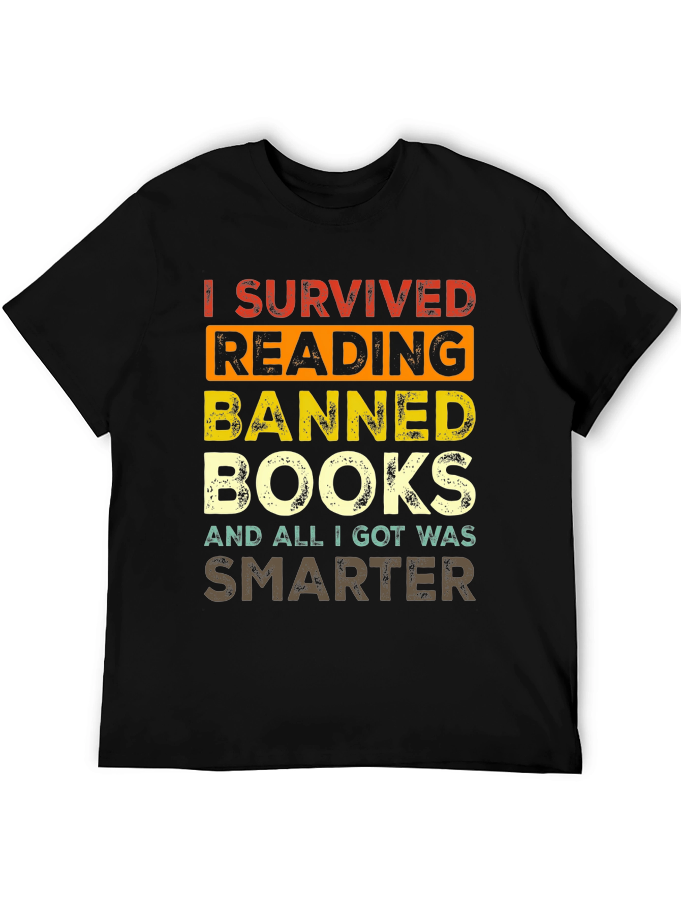 Black Banned Books T-Shirt - I Survived Reading view 5