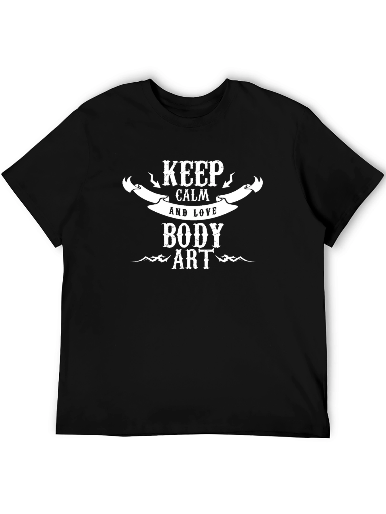 Black Keep Calm and Love Body Art Graphic Tee - Black view 5