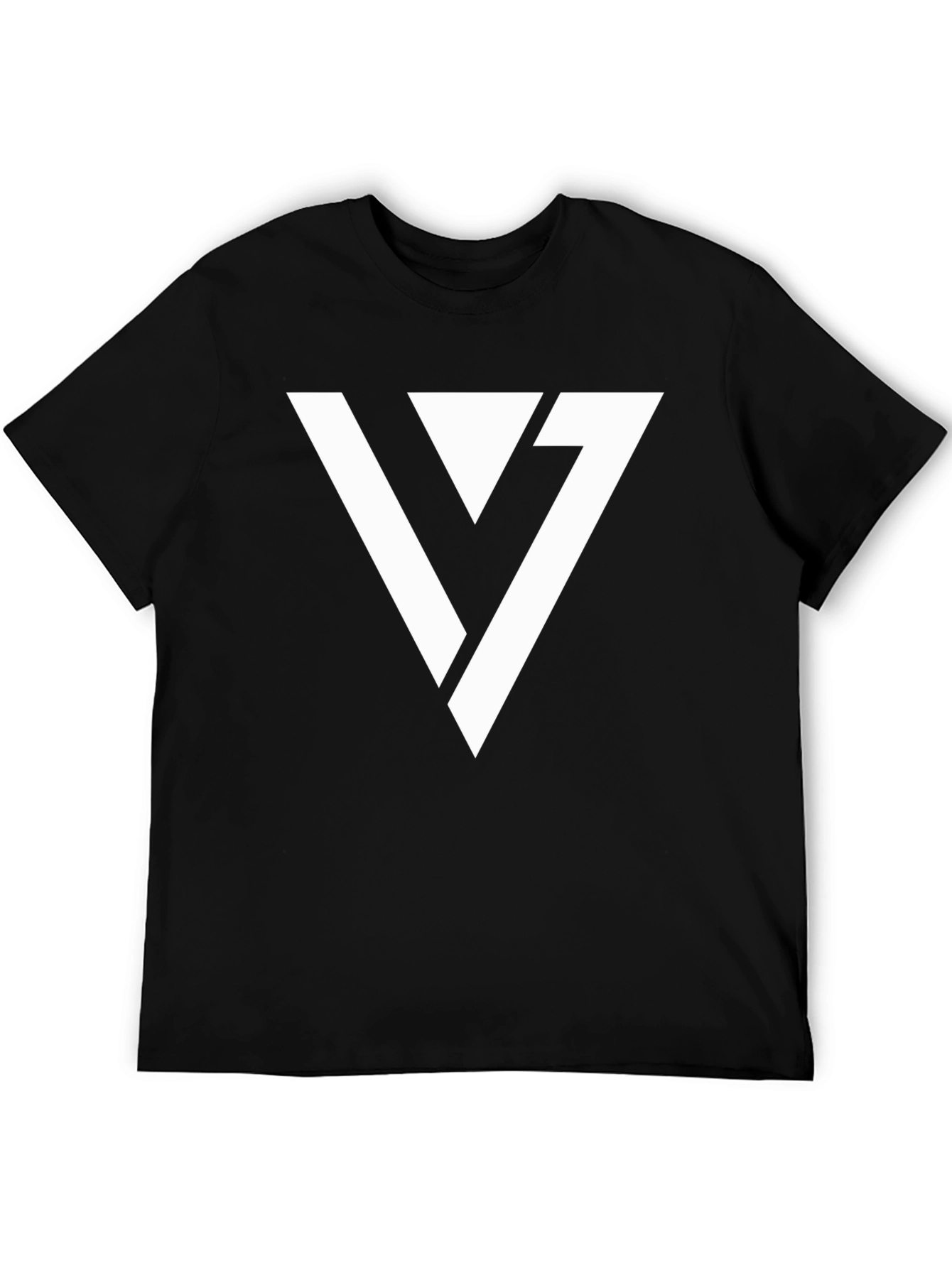 Black Modern Geometric Logo Black T-Shirt view 5