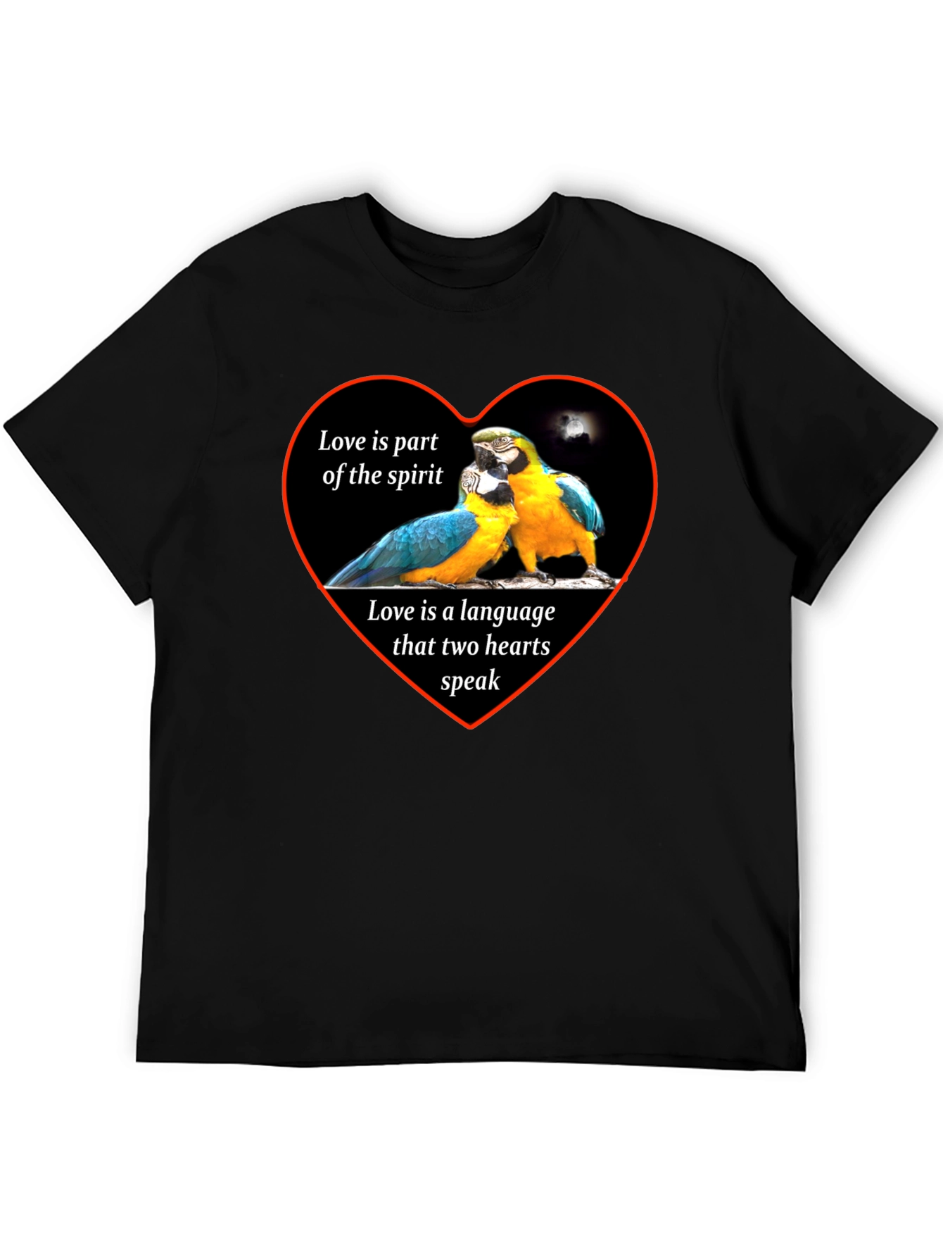 Black Love Parrots Heart T-Shirt - Spirit & Language view 5