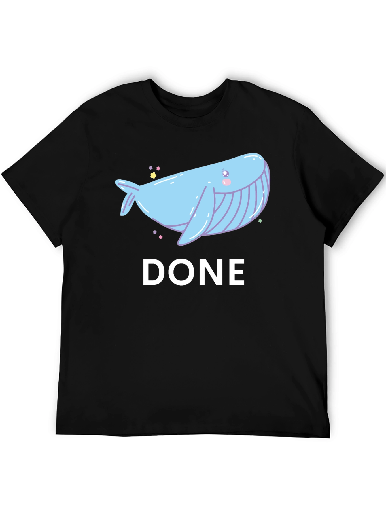 Black Cute Whale Done T-Shirt - Soft Cotton Tee view 5