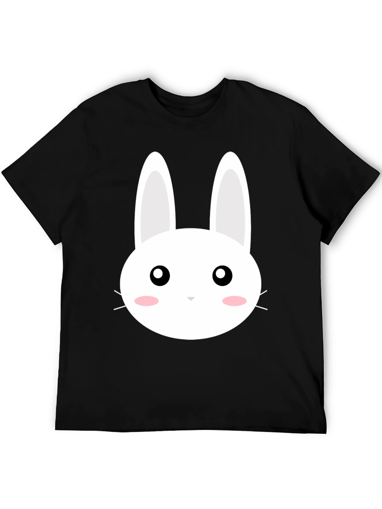 Black Cute Bunny Graphic Black T-Shirt view 5