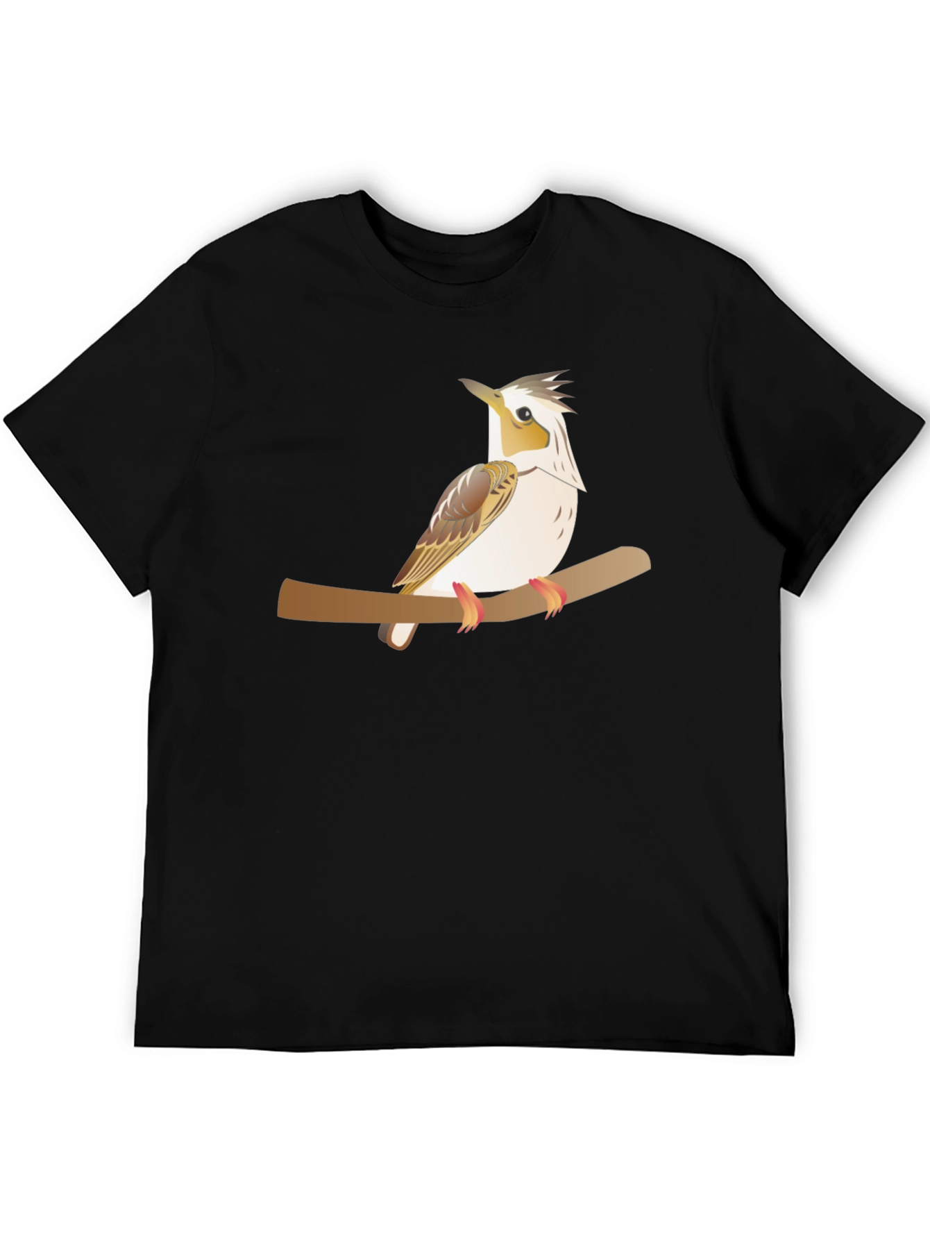 Black Bird on Branch Graphic Tee - Unisex Black T-Shirt view 5