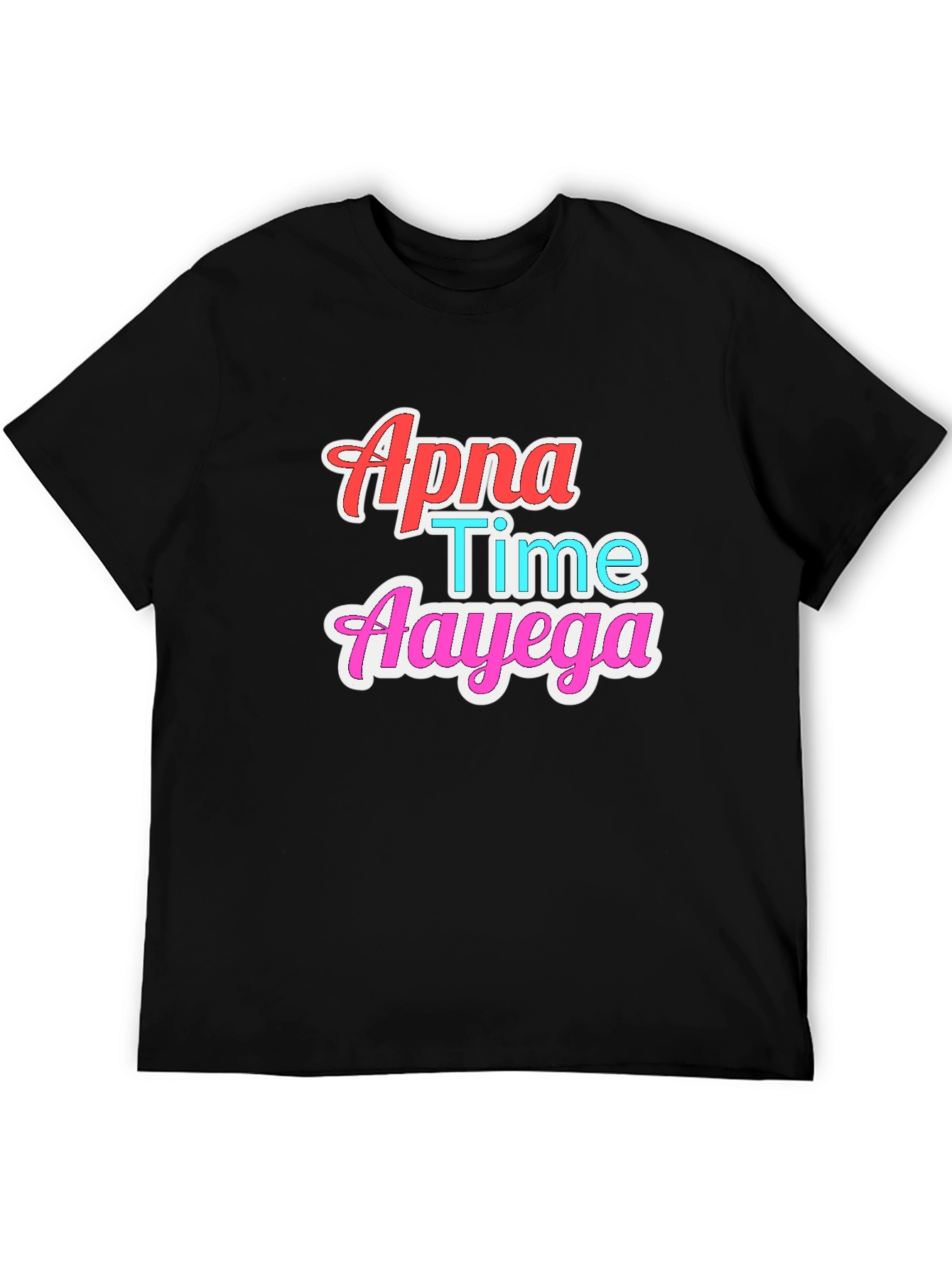 Black Apna Time Aayega Graphic T-Shirt view 5