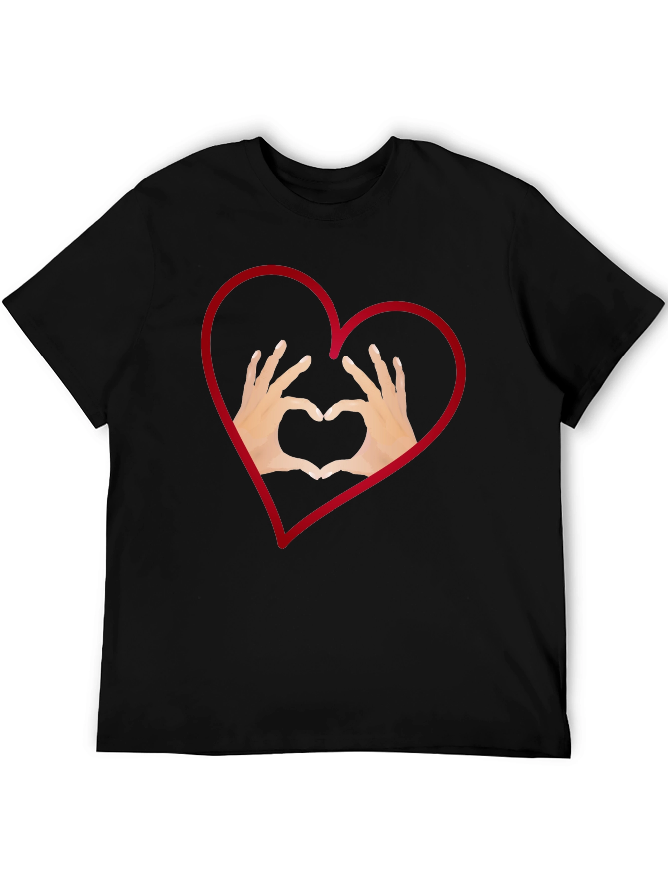 Black Heart Hands Graphic Tee - Stylish Black T-Shirt view 5