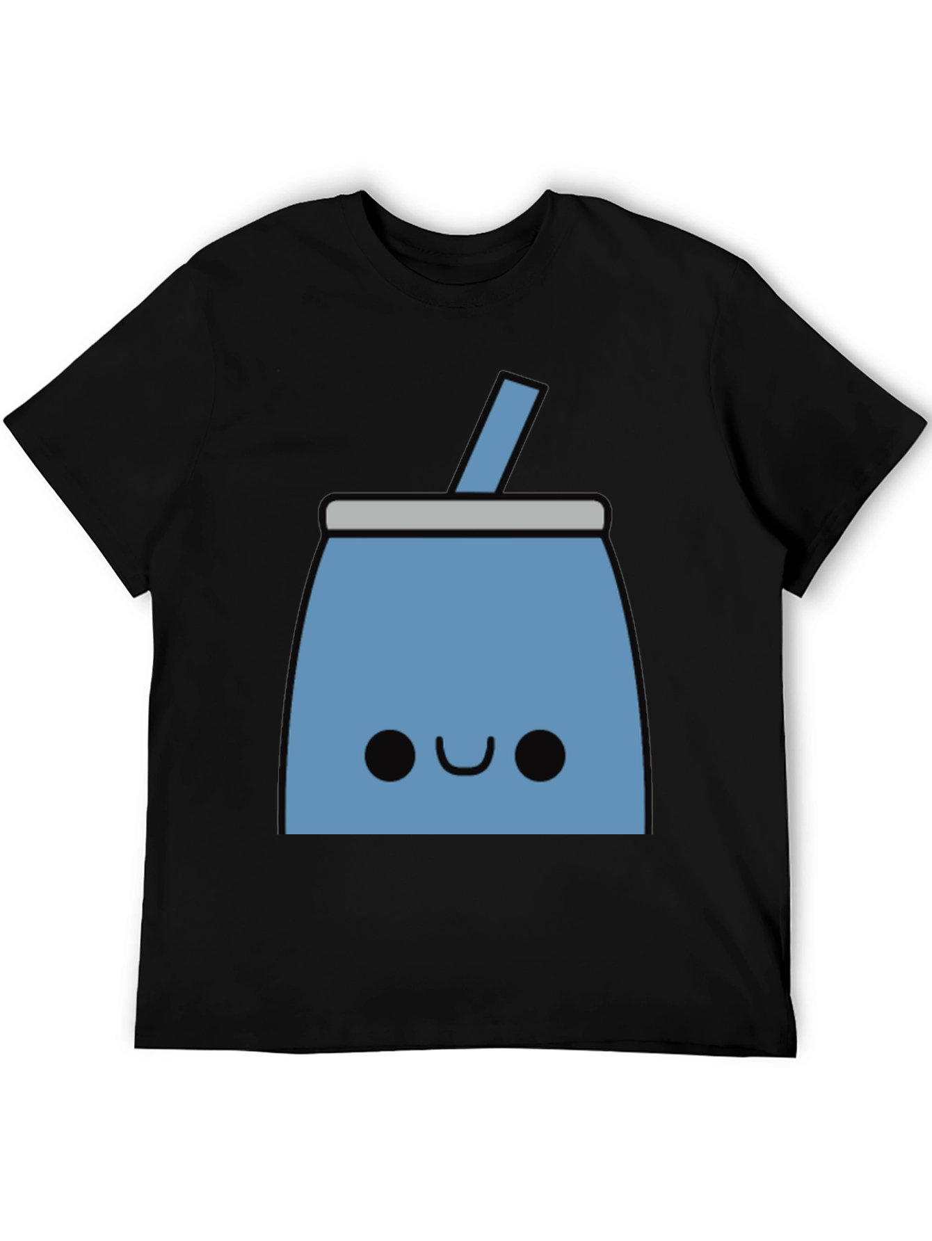 Black Cute Blue Drink Black T-Shirt view 5