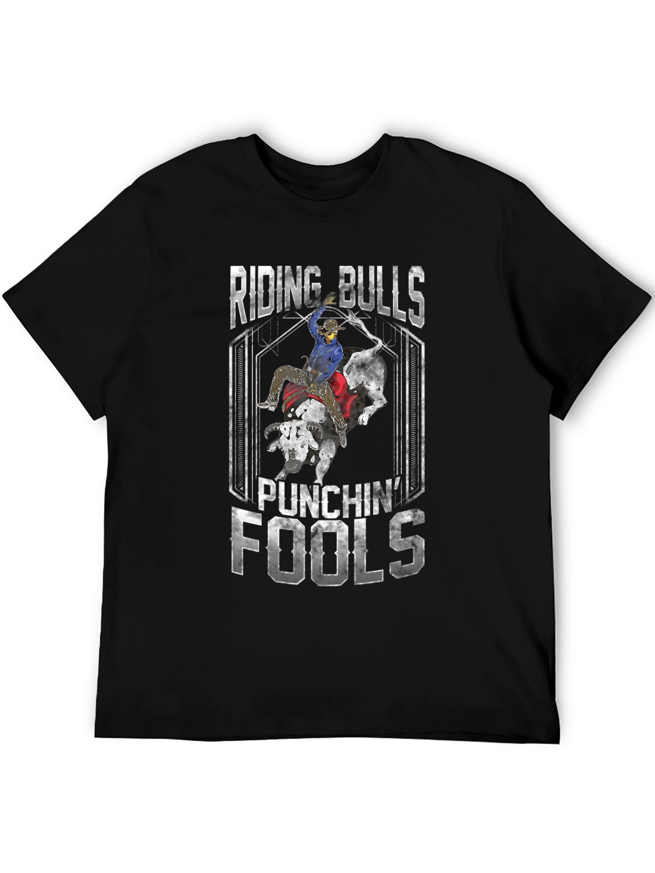 Black Riding Bulls Punching Fools Graphic T-Shirt view 5