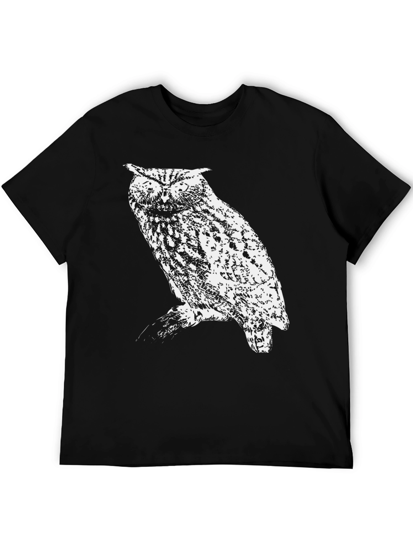 Black Owl Graphic Black T-Shirt view 5