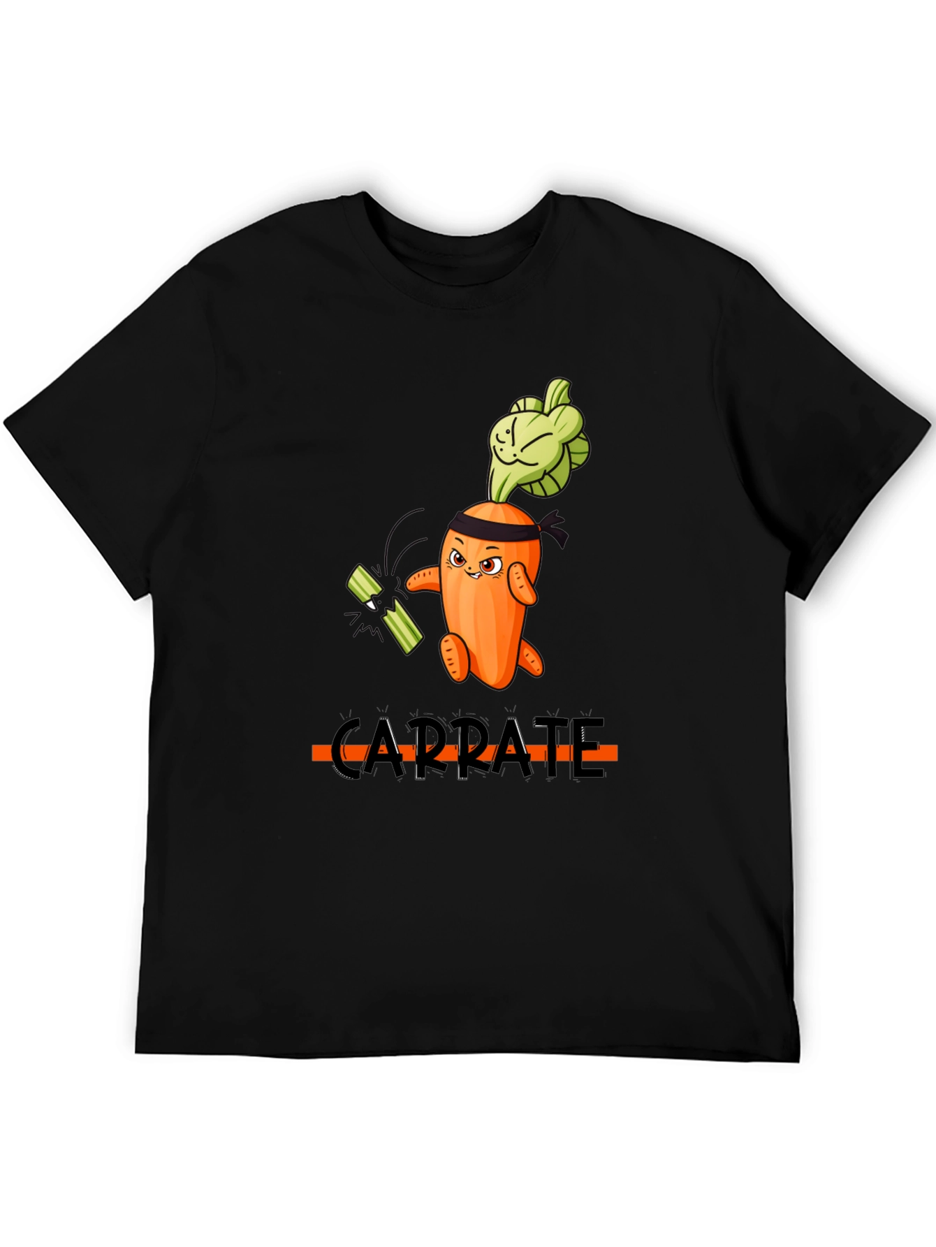 Black Carra-te T-Shirt: Funny Carrot Karate Design view 5