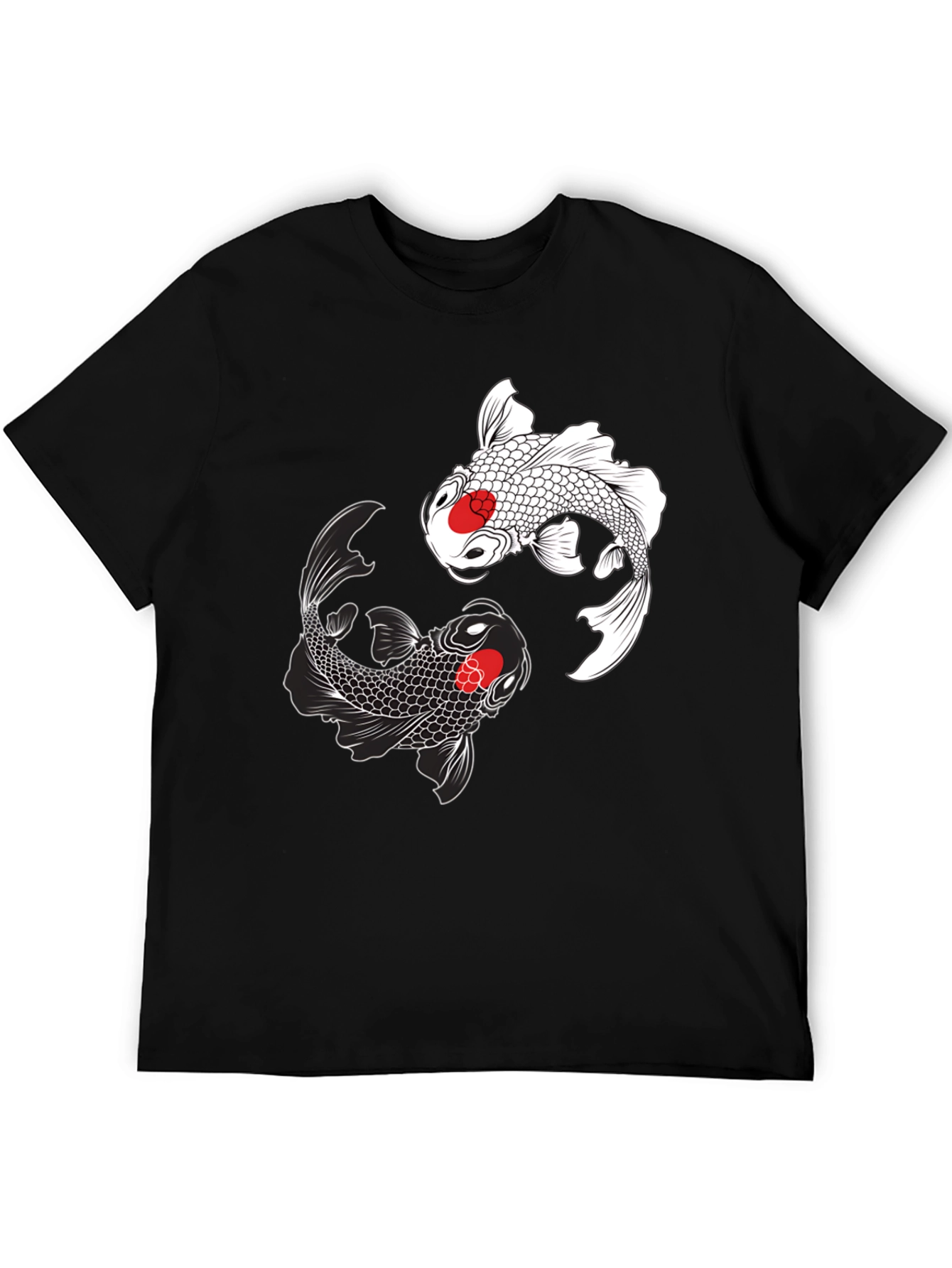 Black Koi Fish Yin Yang Graphic Tee - Black view 5