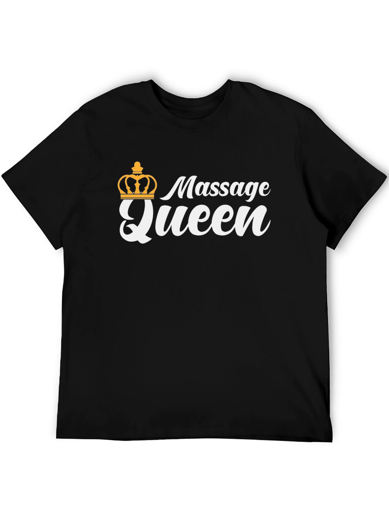 Black Massage Queen T-Shirt - Black, Crown Graphic, Novelty Tee view 5