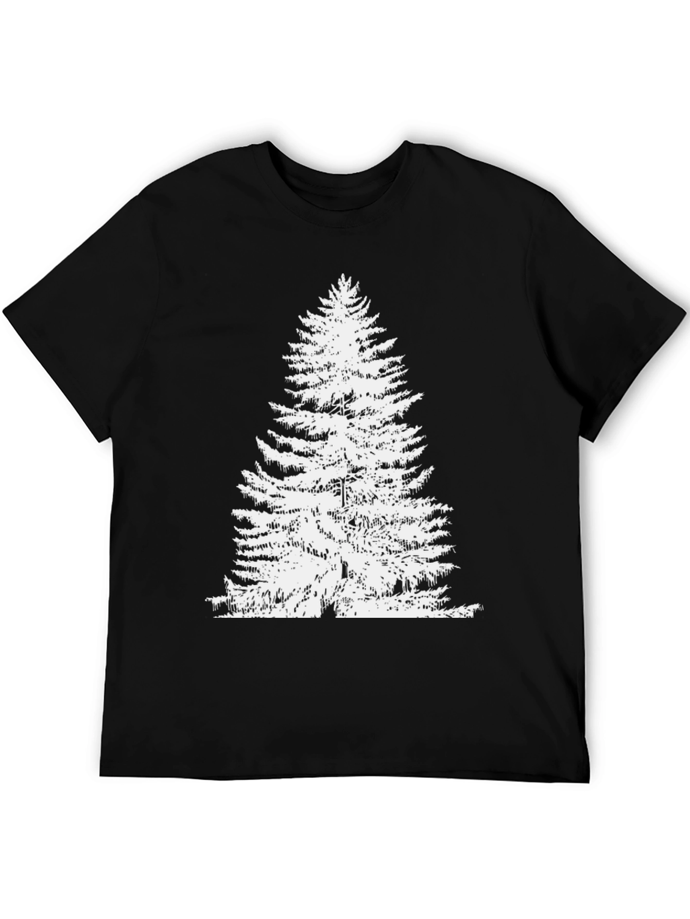 Black Evergreen Tree Graphic Tee - Black Cotton T-Shirt view 5