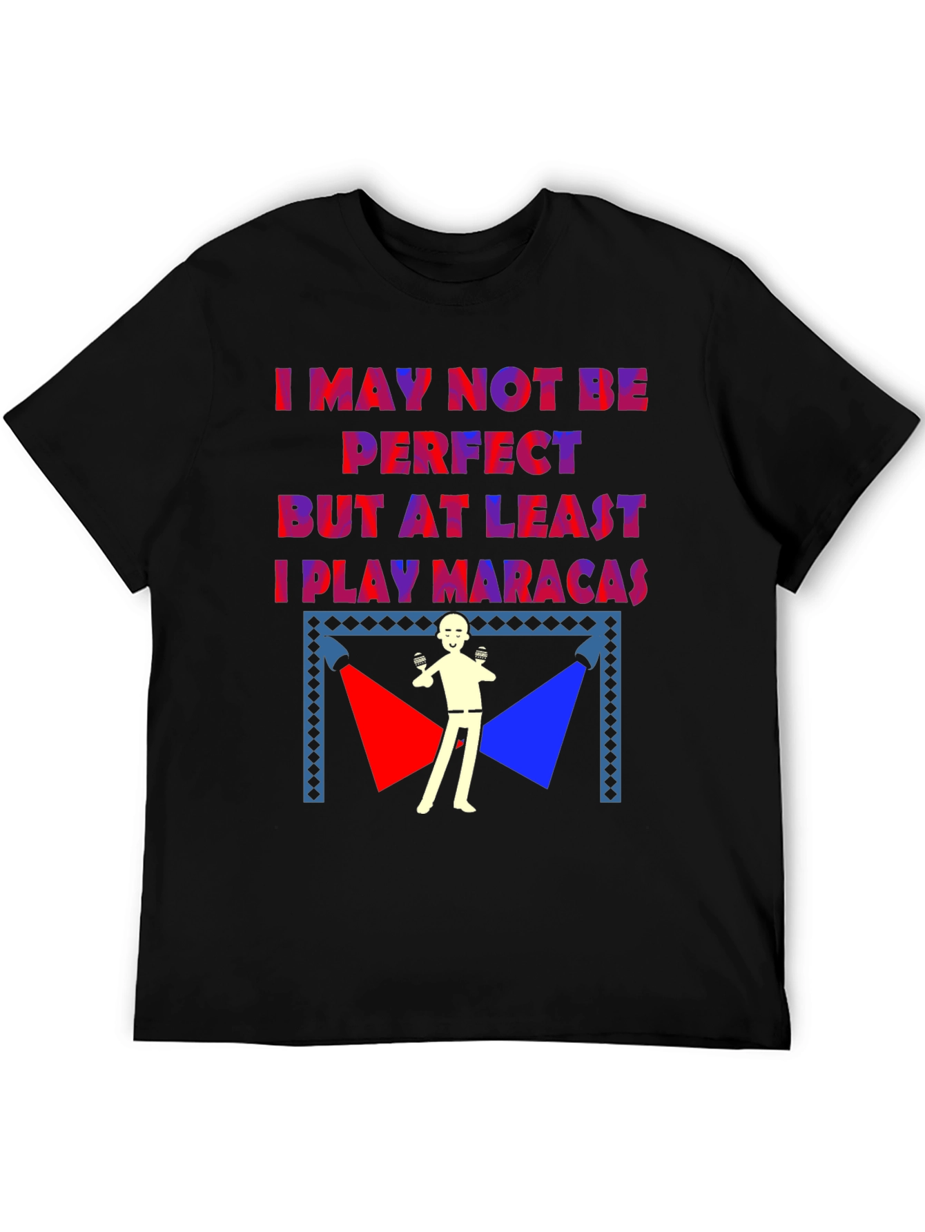 Black Funny Maraca Player T-Shirt view 5