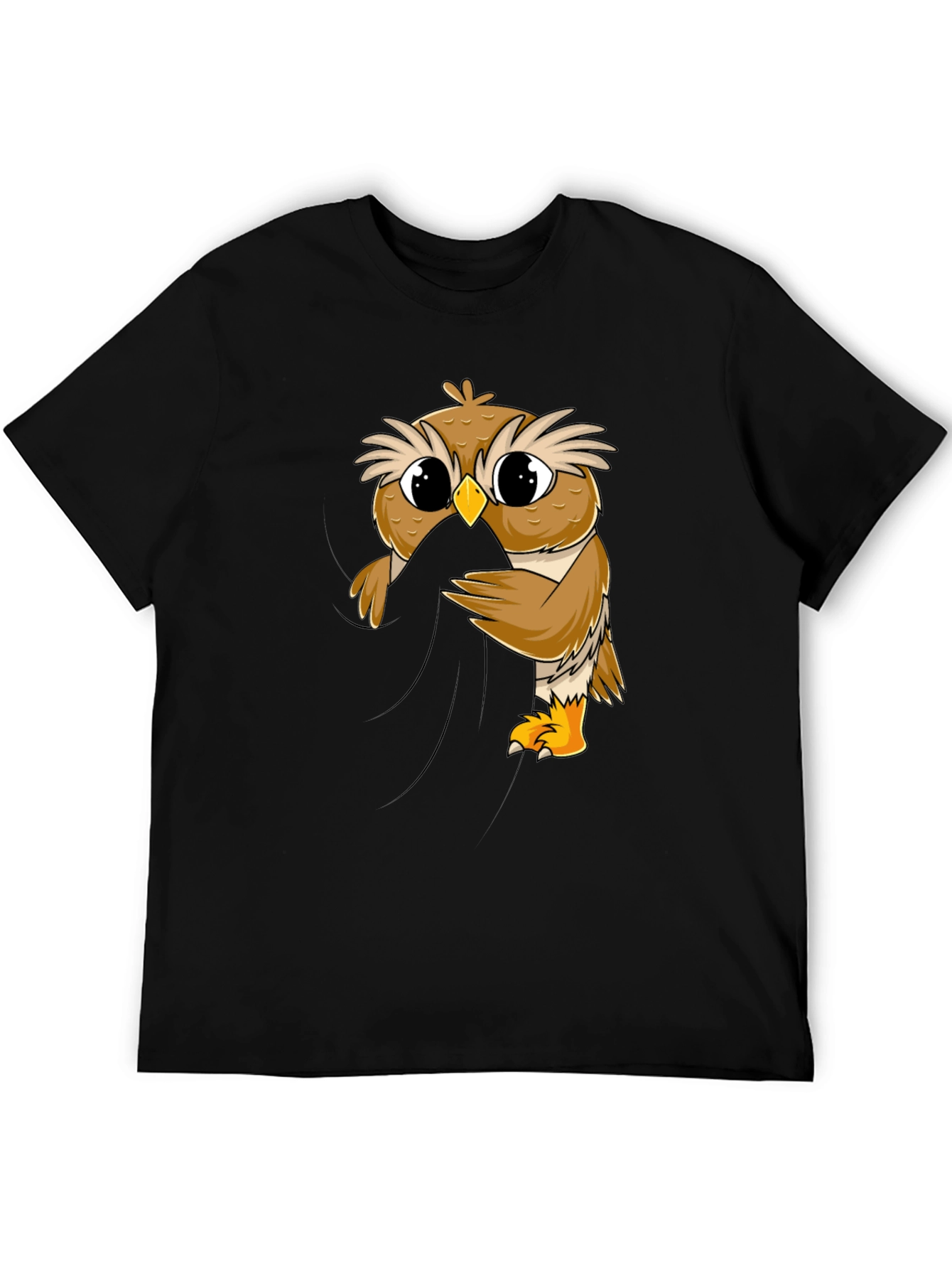 Black Cute Owl Peek-a-Boo Graphic Tee view 5