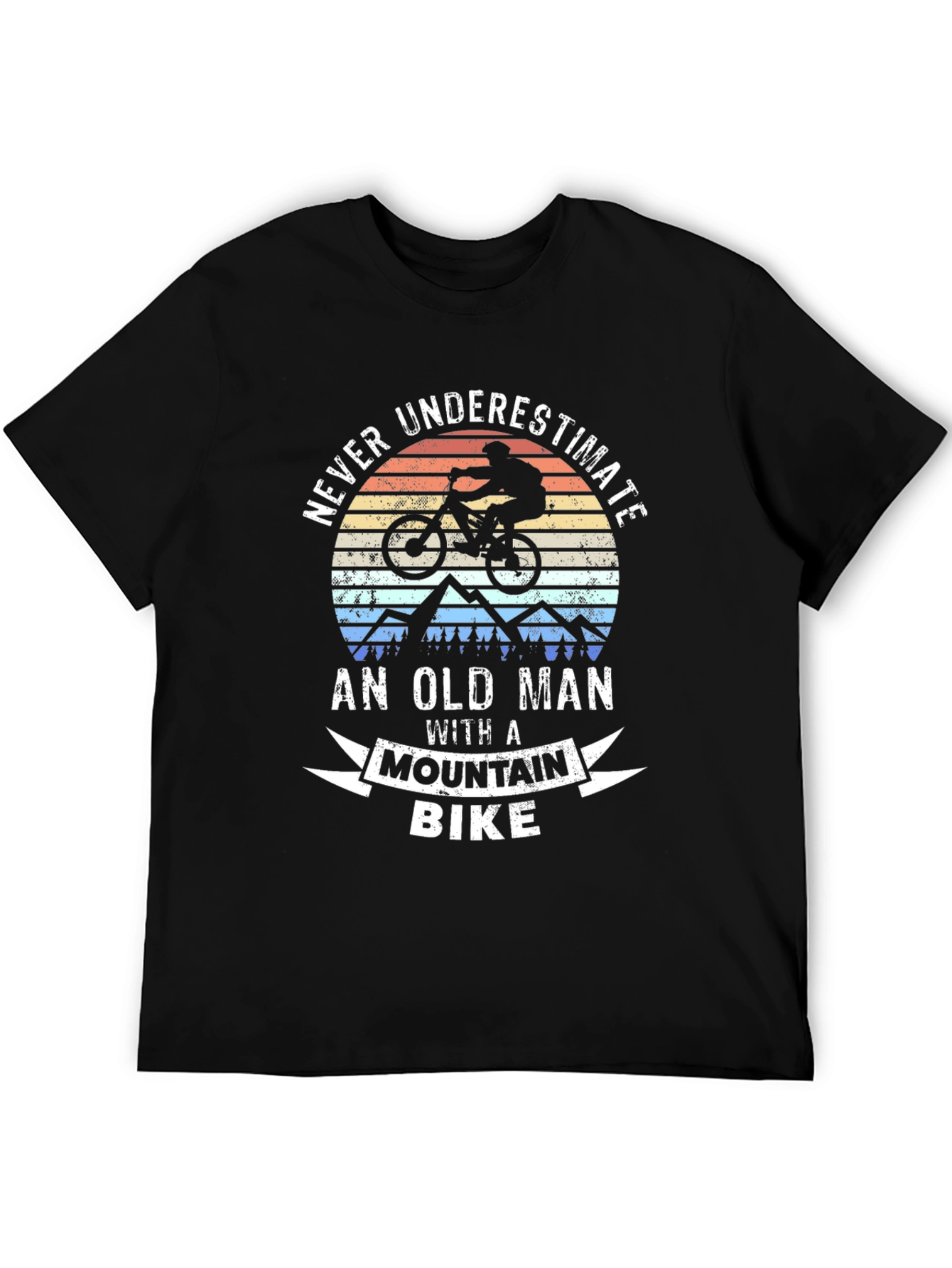 Black Never Underestimate Mountain Bike Graphic Tee view 5