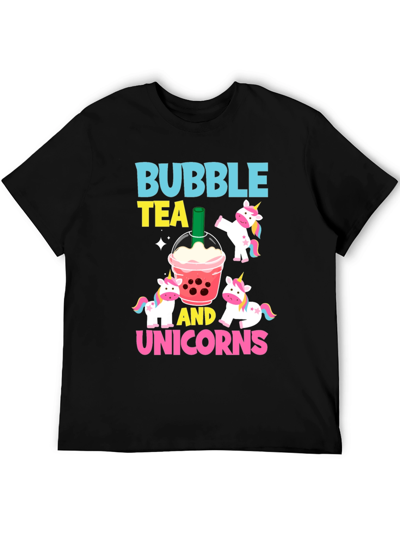 Black Bubble Tea & Unicorns Graphic Tee view 5