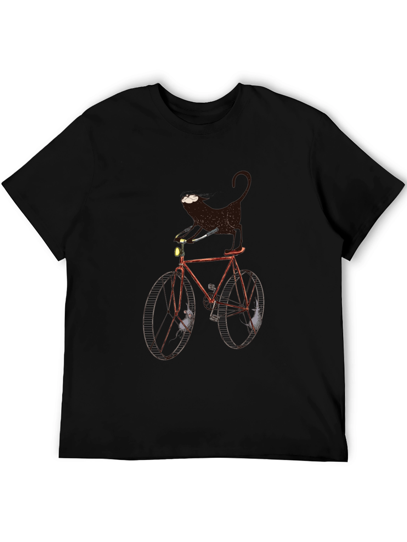 Black Cat on Bike Graphic Tee - Unique Novelty T-Shirt view 5