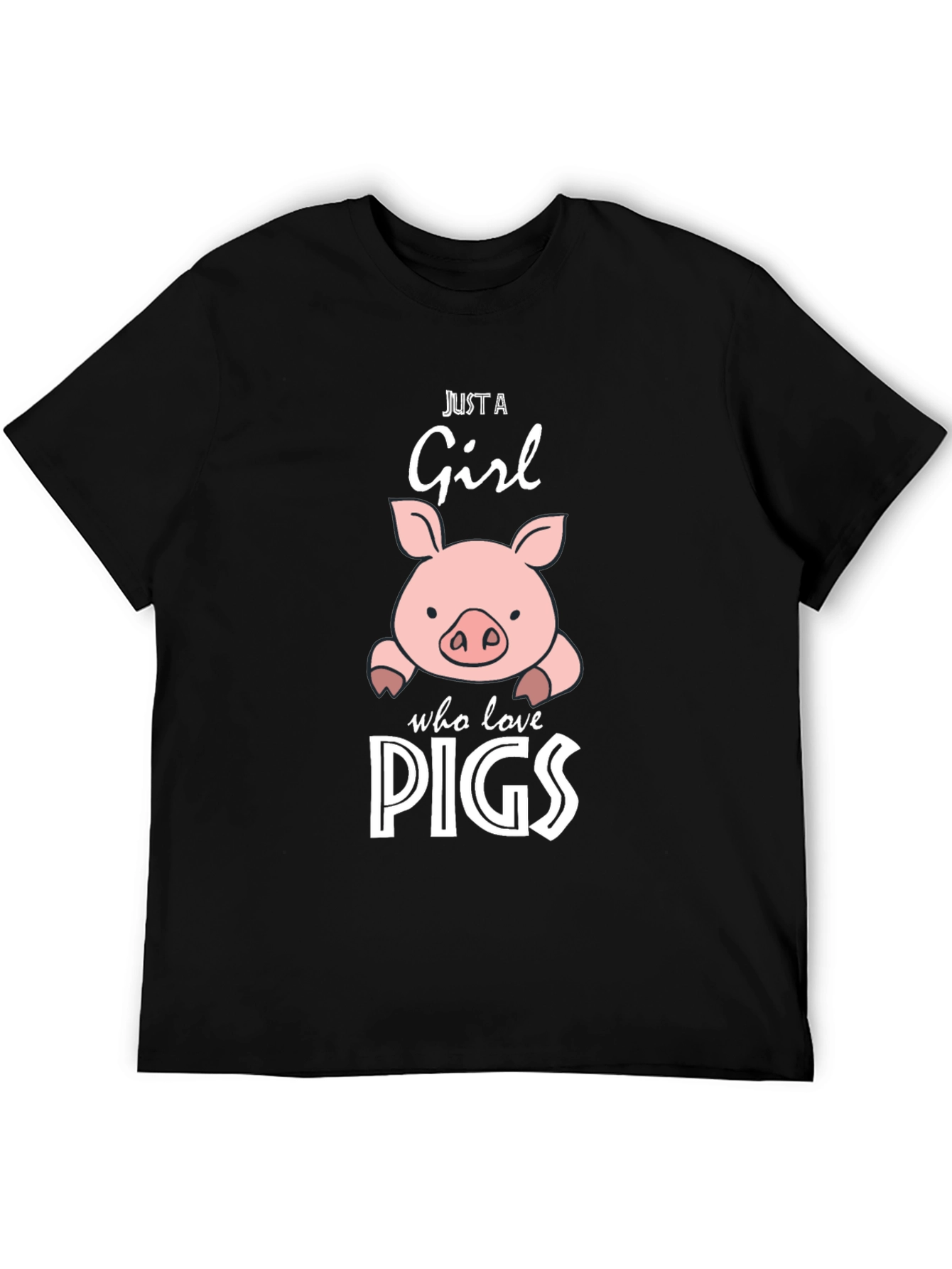 Black Just A Girl Who Loves Pigs T-Shirt view 5