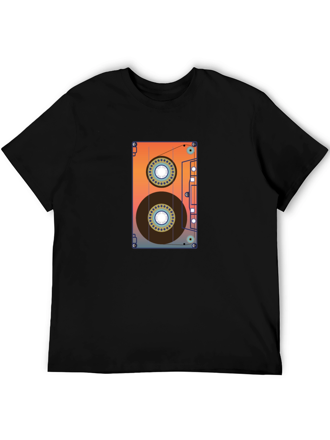 Black Retro Cassette Tape Graphic Tee - Black Cotton Blend view 5
