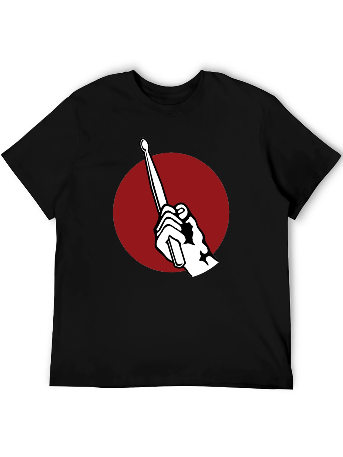 Black Drummer's Beat T-Shirt - Black Tee with Drumstick Design view 5