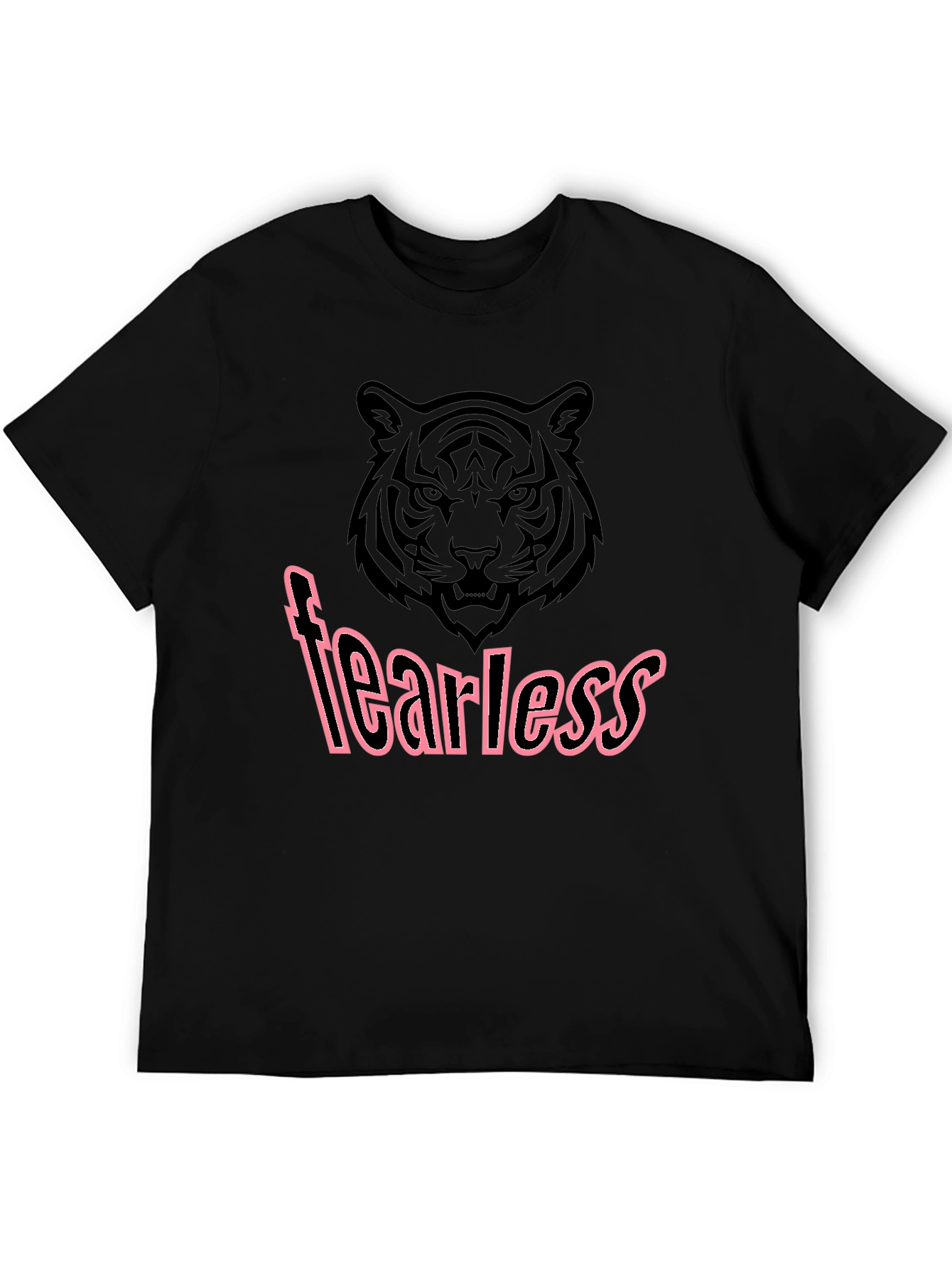 Black Fearless Tiger Graphic Tee - Stylish Men's Black T-Shirt view 5