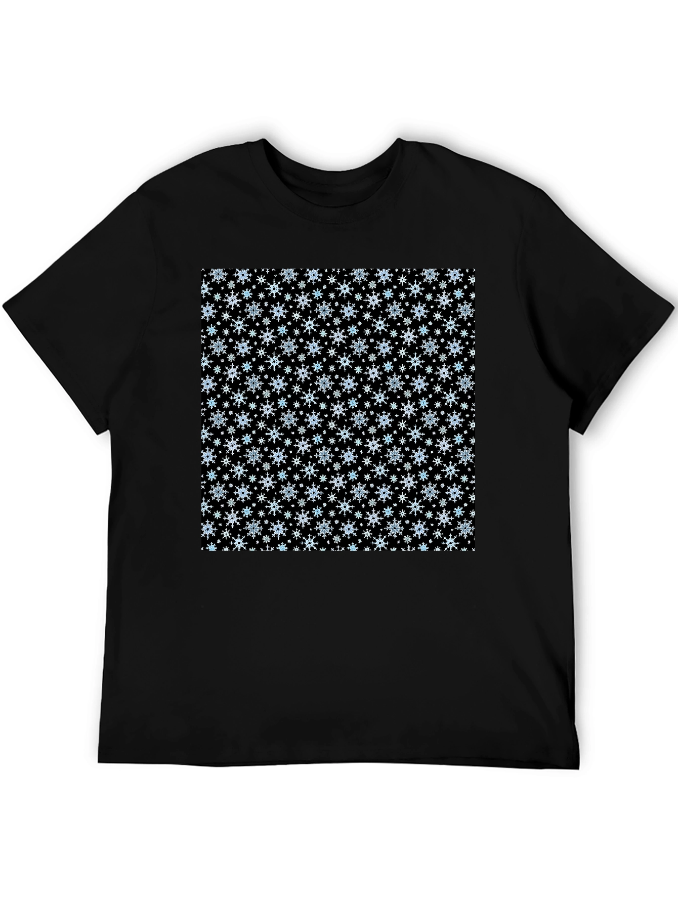 Black Snowflake Pattern Black T-Shirt view 5