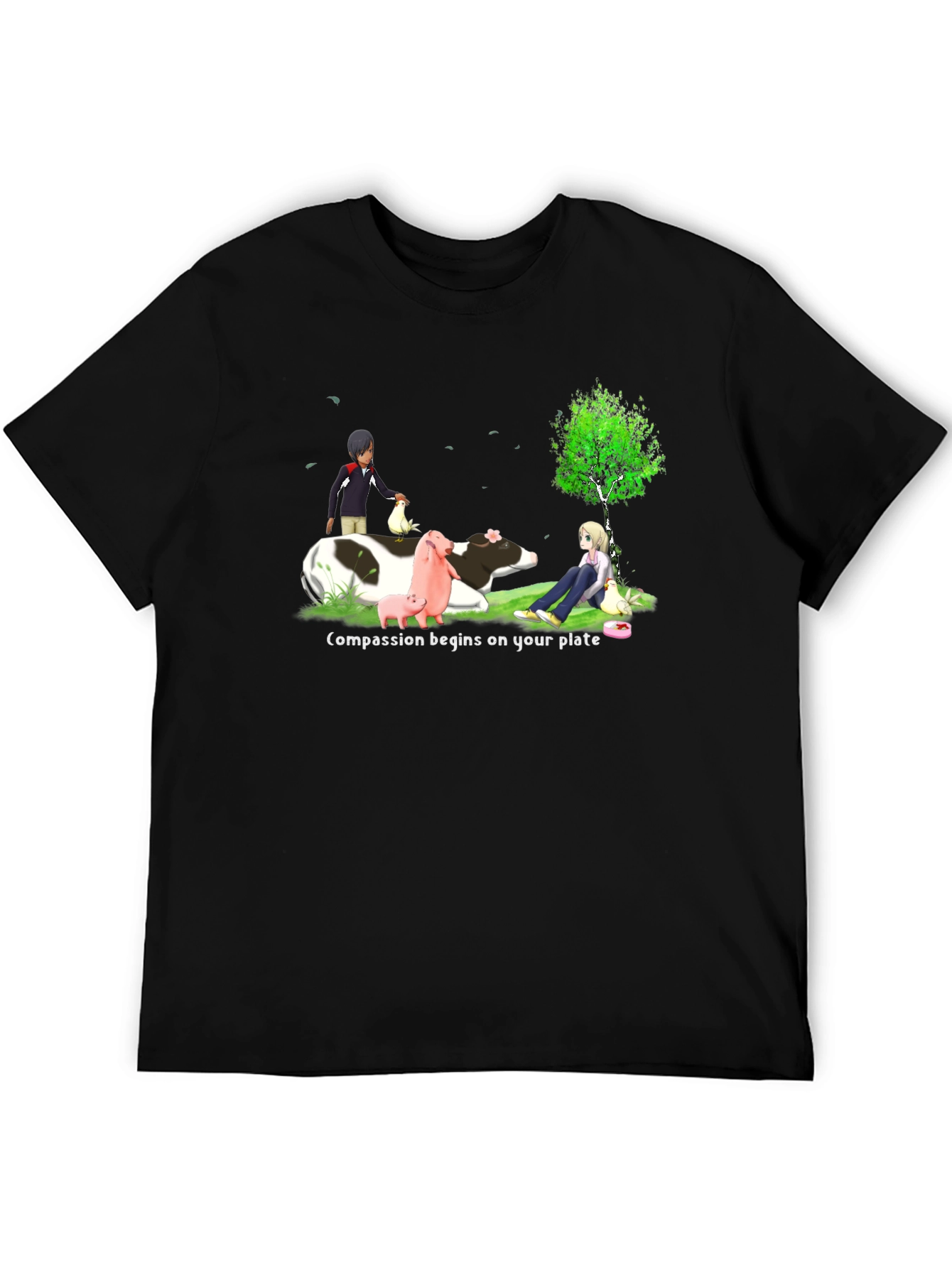 Black Compassion Begins On Your Plate T-Shirt view 5
