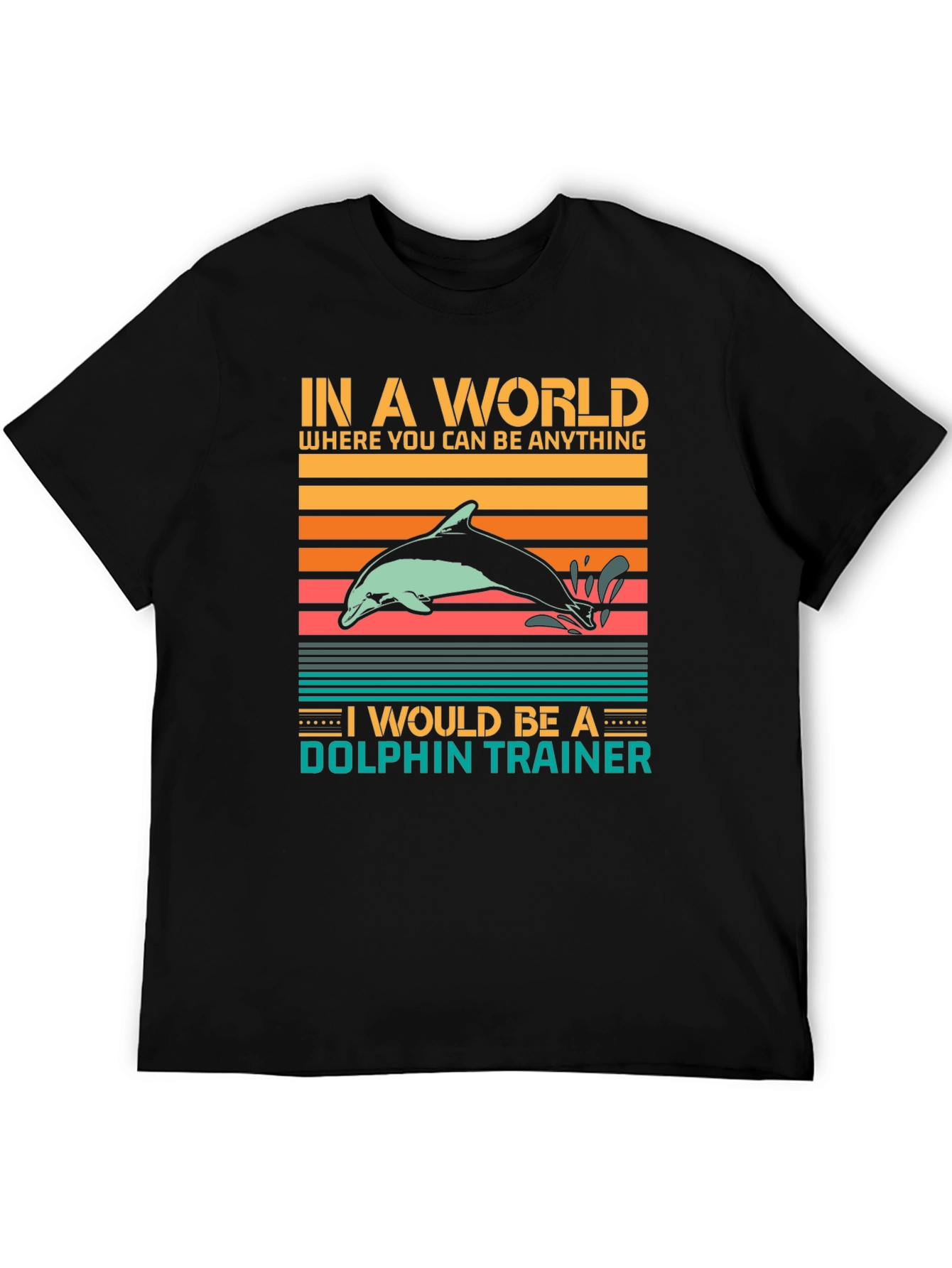 Black Dolphin Trainer Graphic Tee - Unisex Black T-Shirt view 5