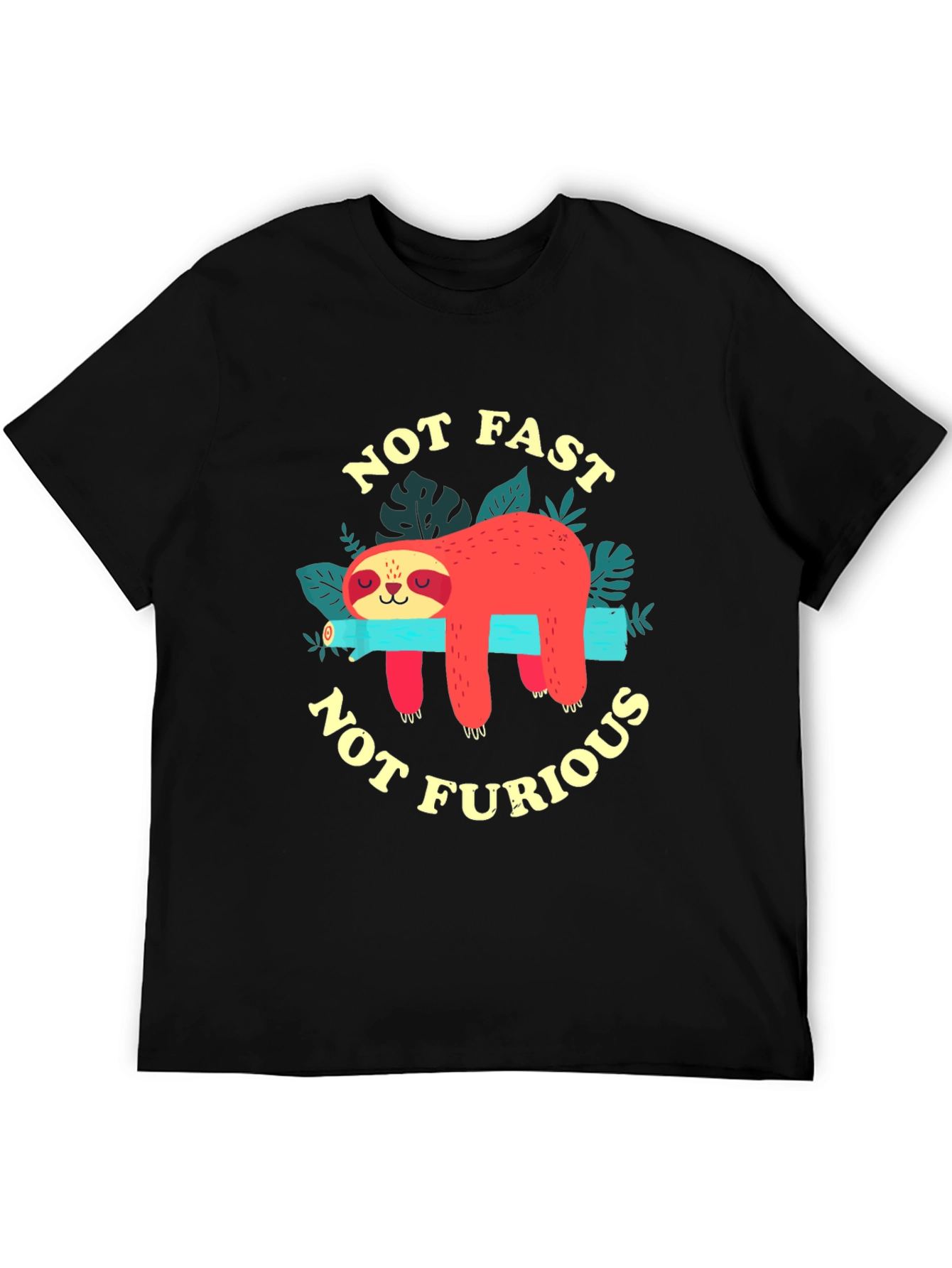 Black Not Fast Not Furious Sloth Graphic Tee view 5