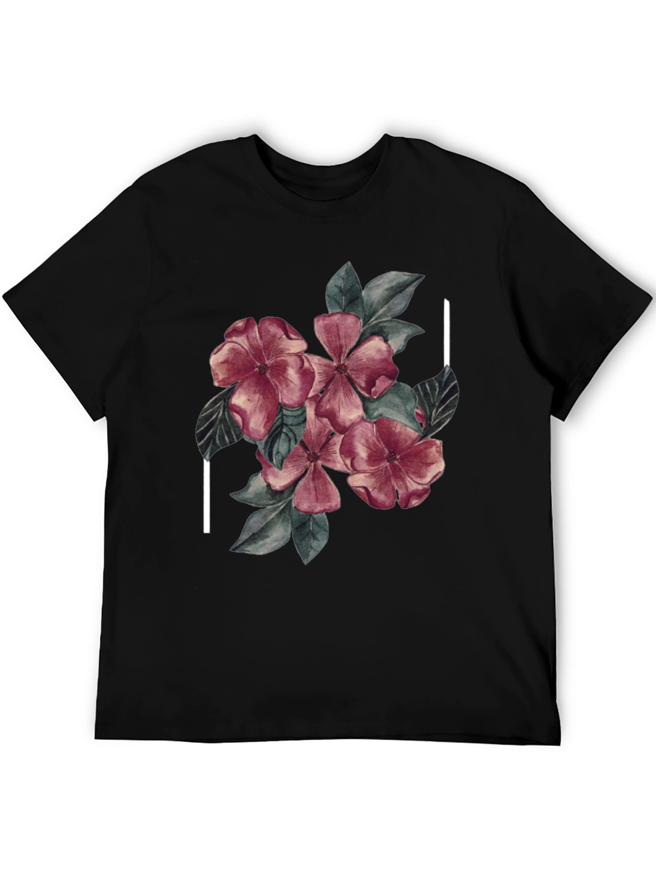 Black Floral Graphic Black Tee - Stylish & Unique Design view 5