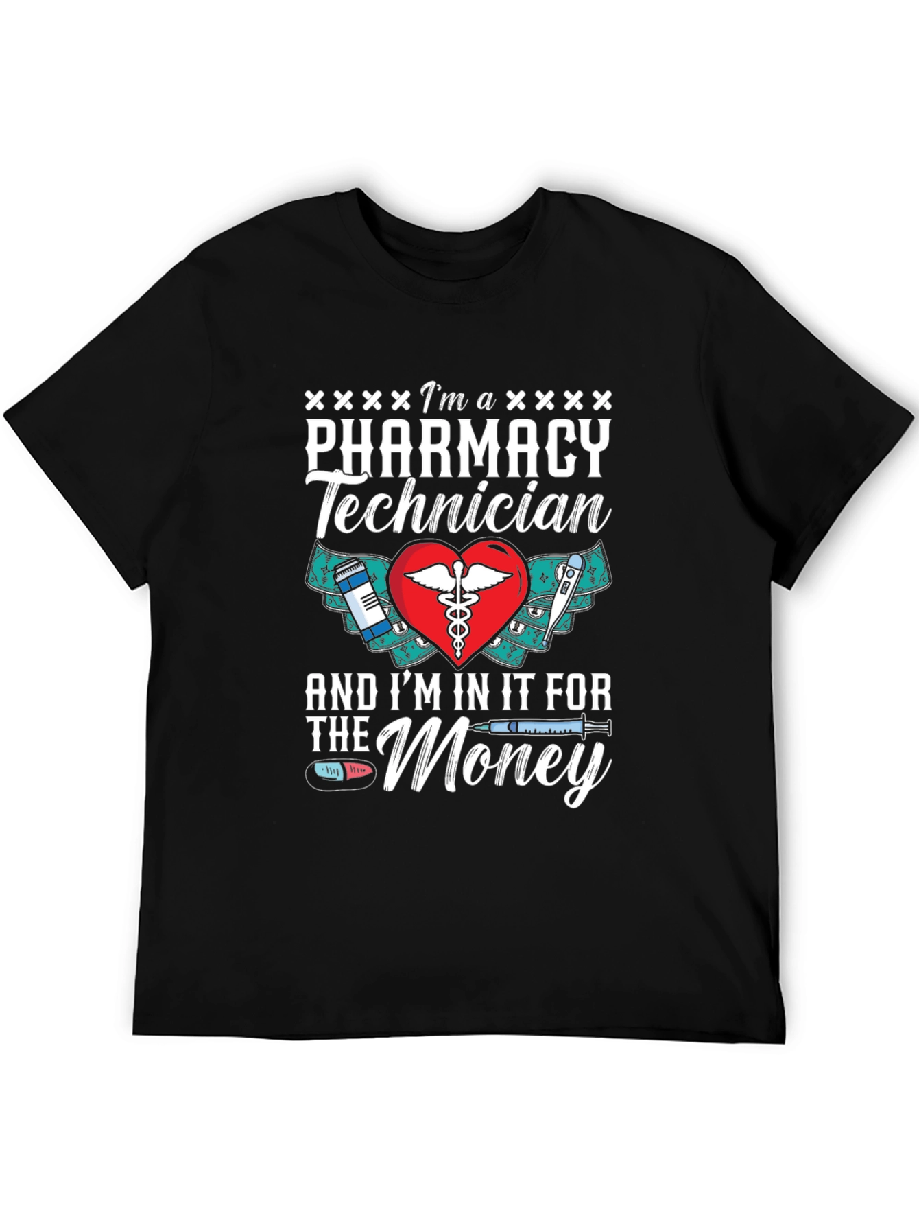 Black Pharmacy Technician T-Shirt - For The Money view 5