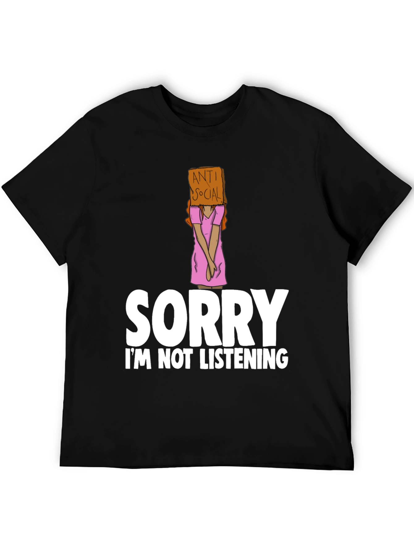 Black Anti-Social Graphic Tee: Sorry Not Listening view 5