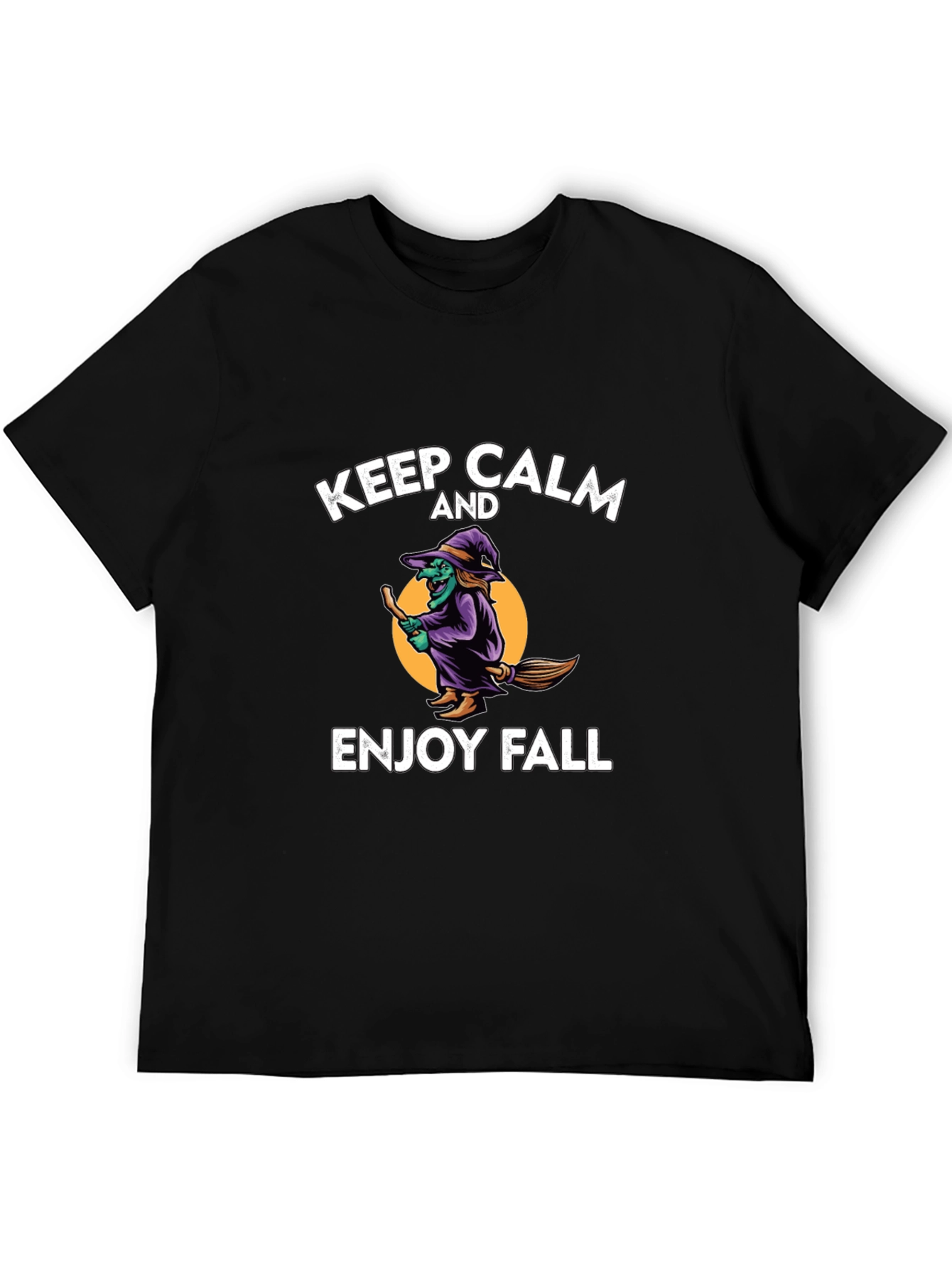 Black Keep Calm Enjoy Fall T-Shirt Witch Halloween view 5