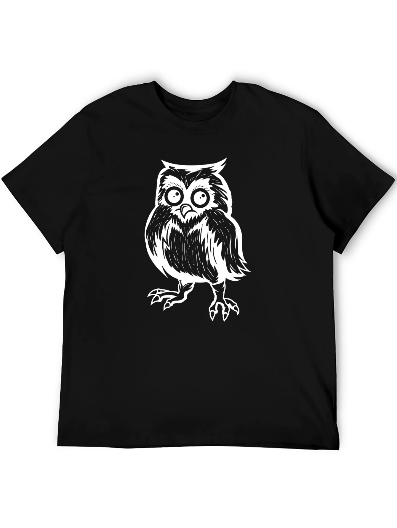 Black Owl Graphic Tee - Cool Black Cotton T-Shirt view 5