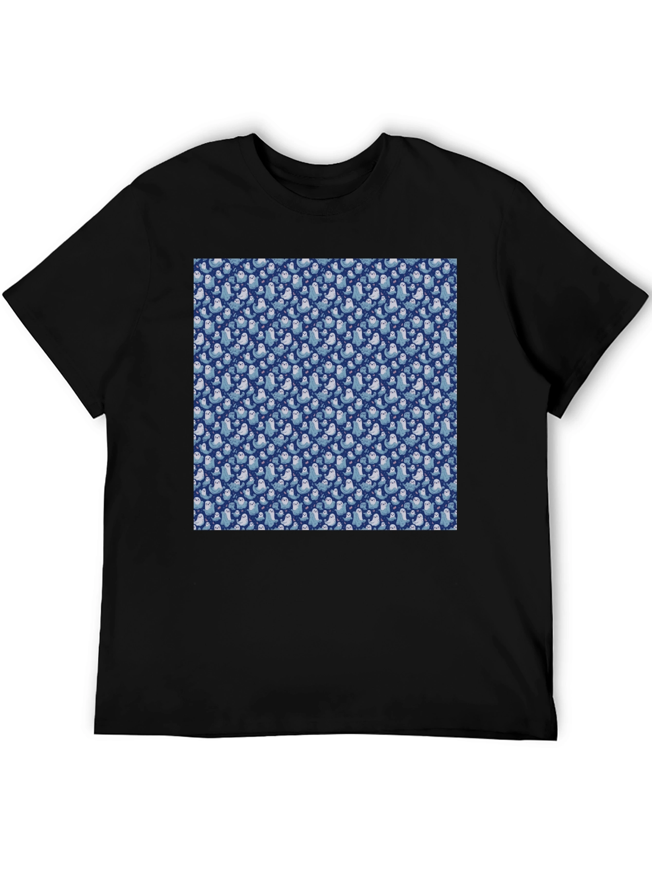 Black Seal Pattern Black T-Shirt view 5