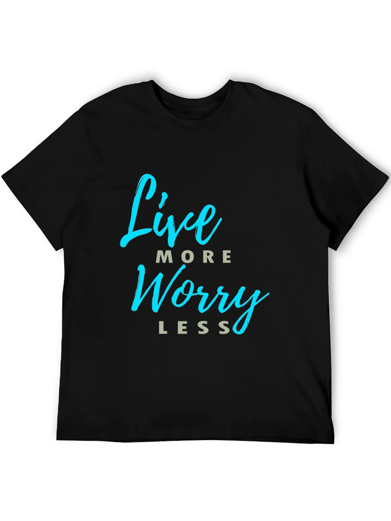 Black Live More Worry Less Graphic T-Shirt - Black view 5