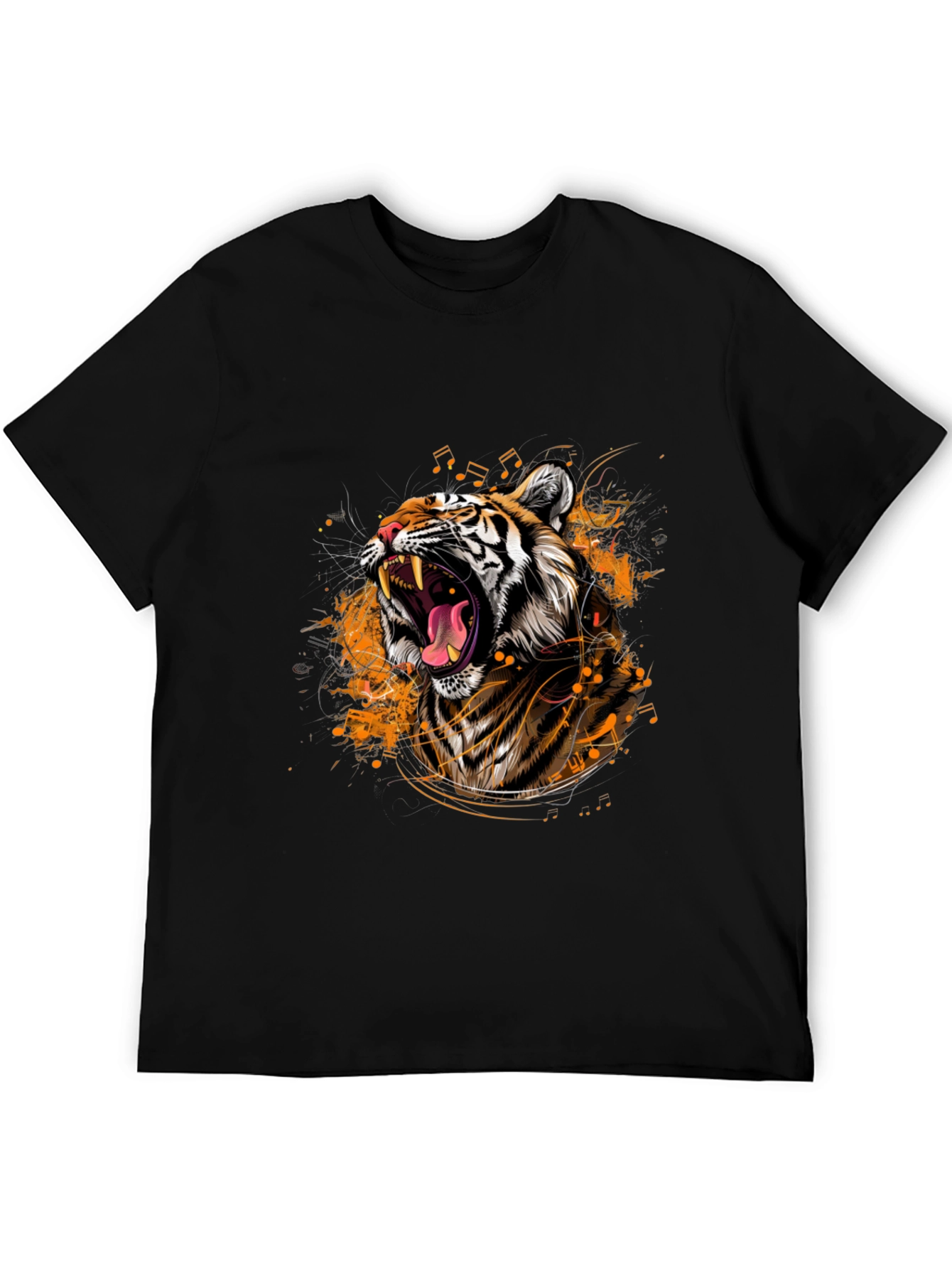 Black Tiger Roar Graphic Black T-Shirt view 5
