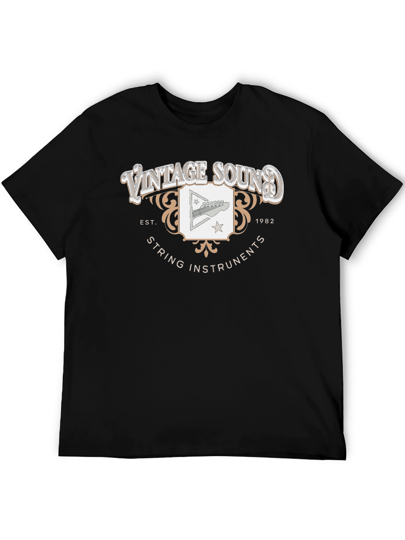 Black Vintage Sound String Instruments Tee view 5