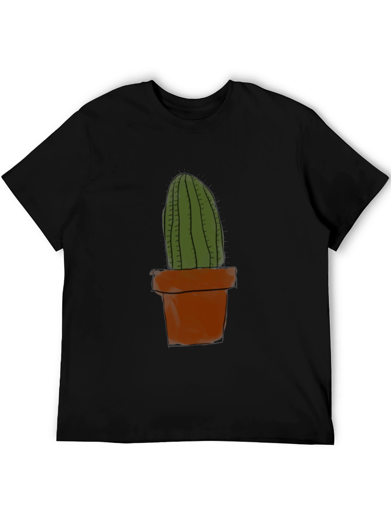 Black Cactus Plant Graphic Tee - Casual Black T-Shirt view 5