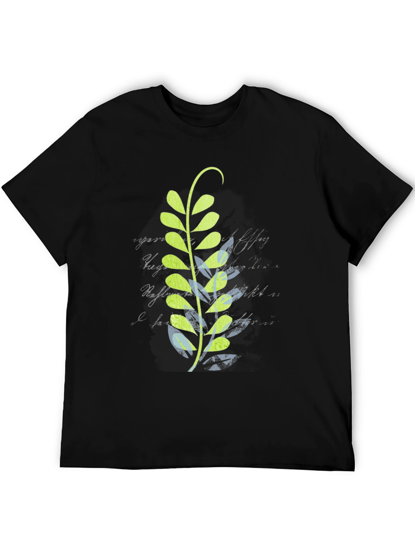Black Leaf Design Black T-Shirt view 5