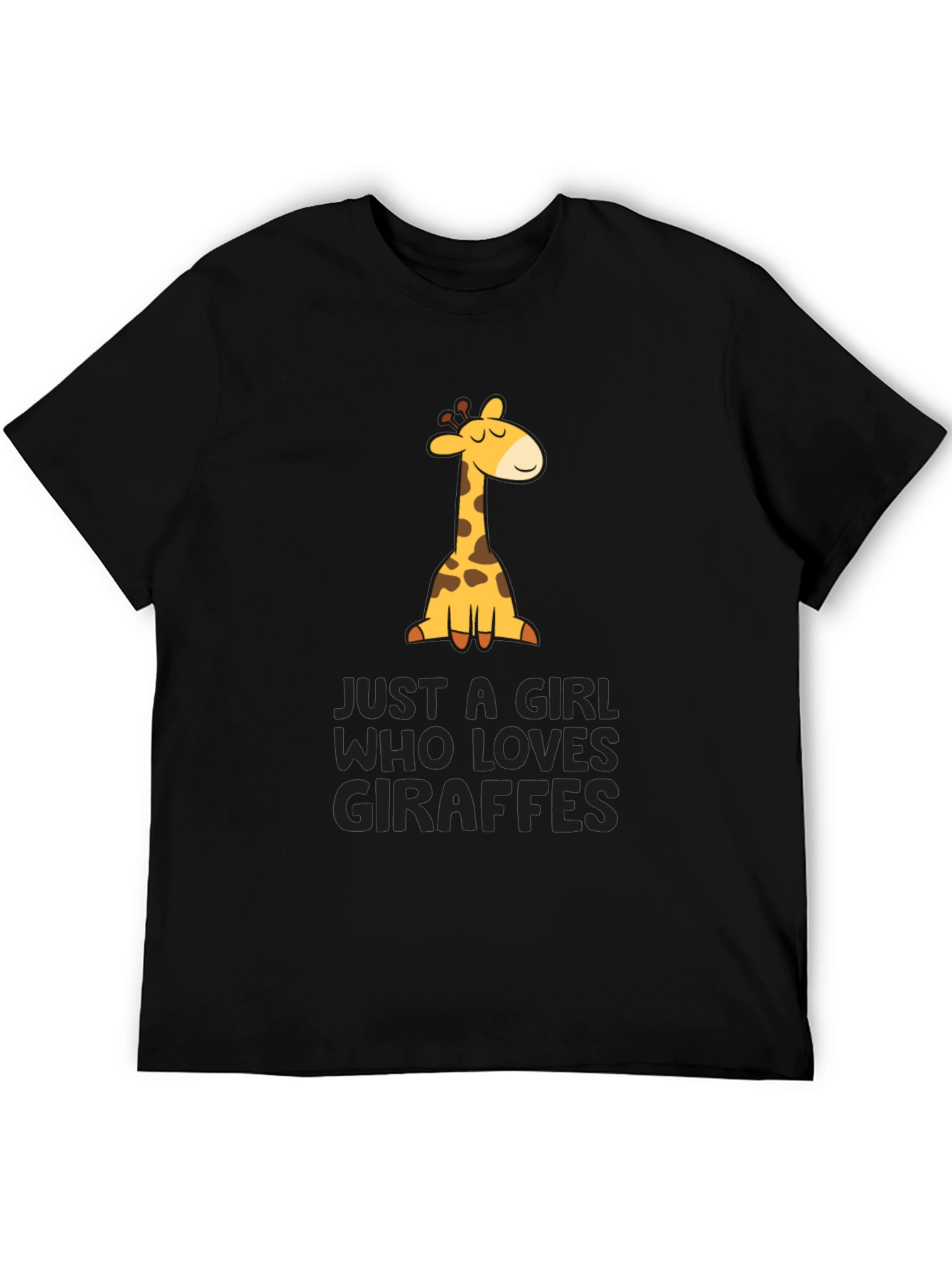 Black Giraffe Lover T-Shirt - Just A Girl Who Loves Giraffes Tee view 5