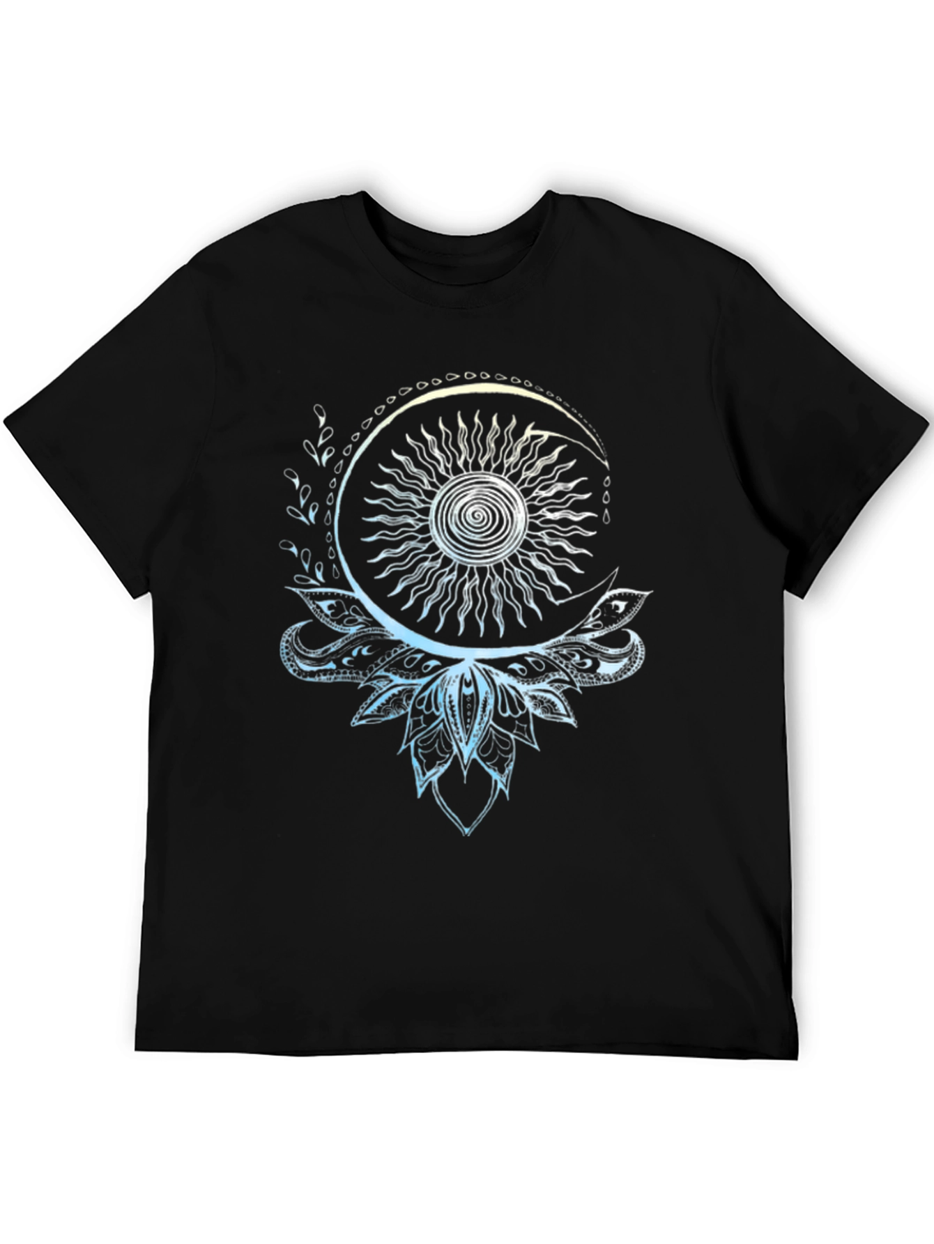 Black Celestial Sun and Moon Lotus T-Shirt view 5
