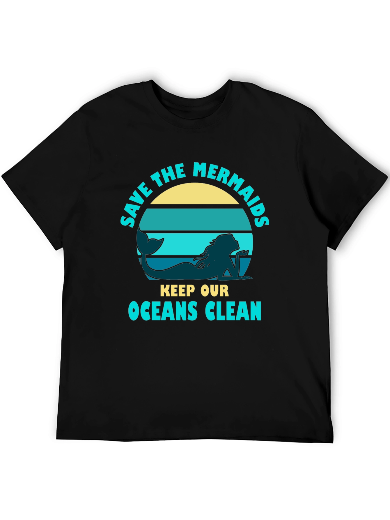 Black Save the Mermaids Graphic Tee - Ocean Conservation T-Shirt view 5