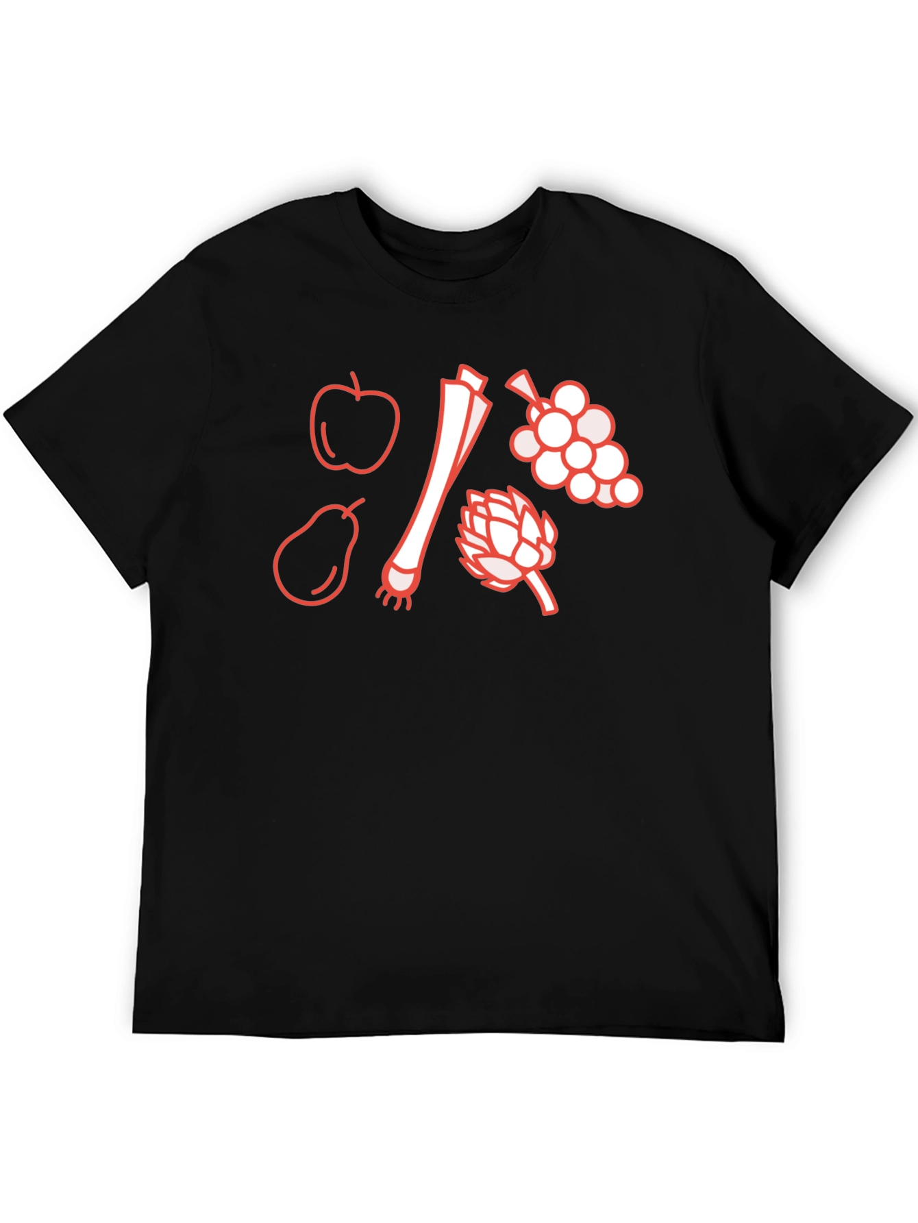 Black Fruit & Veggie Outline Graphic T-Shirt - Black view 5