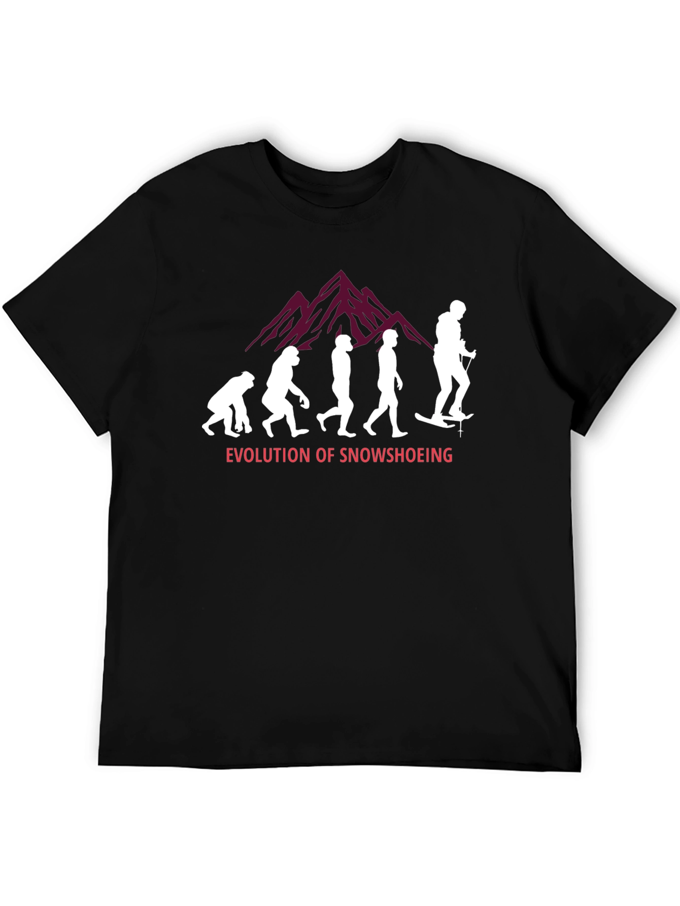 Black Evolution of Snowshoeing Black T-Shirt view 5