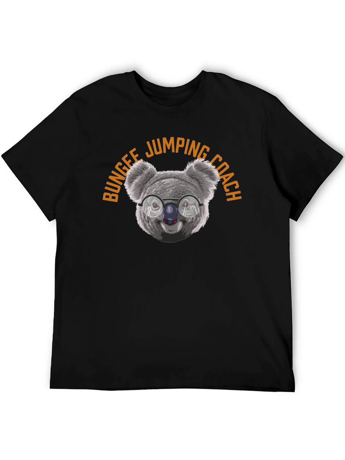 Black Bungee Jumping Coach Koala T-Shirt - Black Cotton Tee view 5