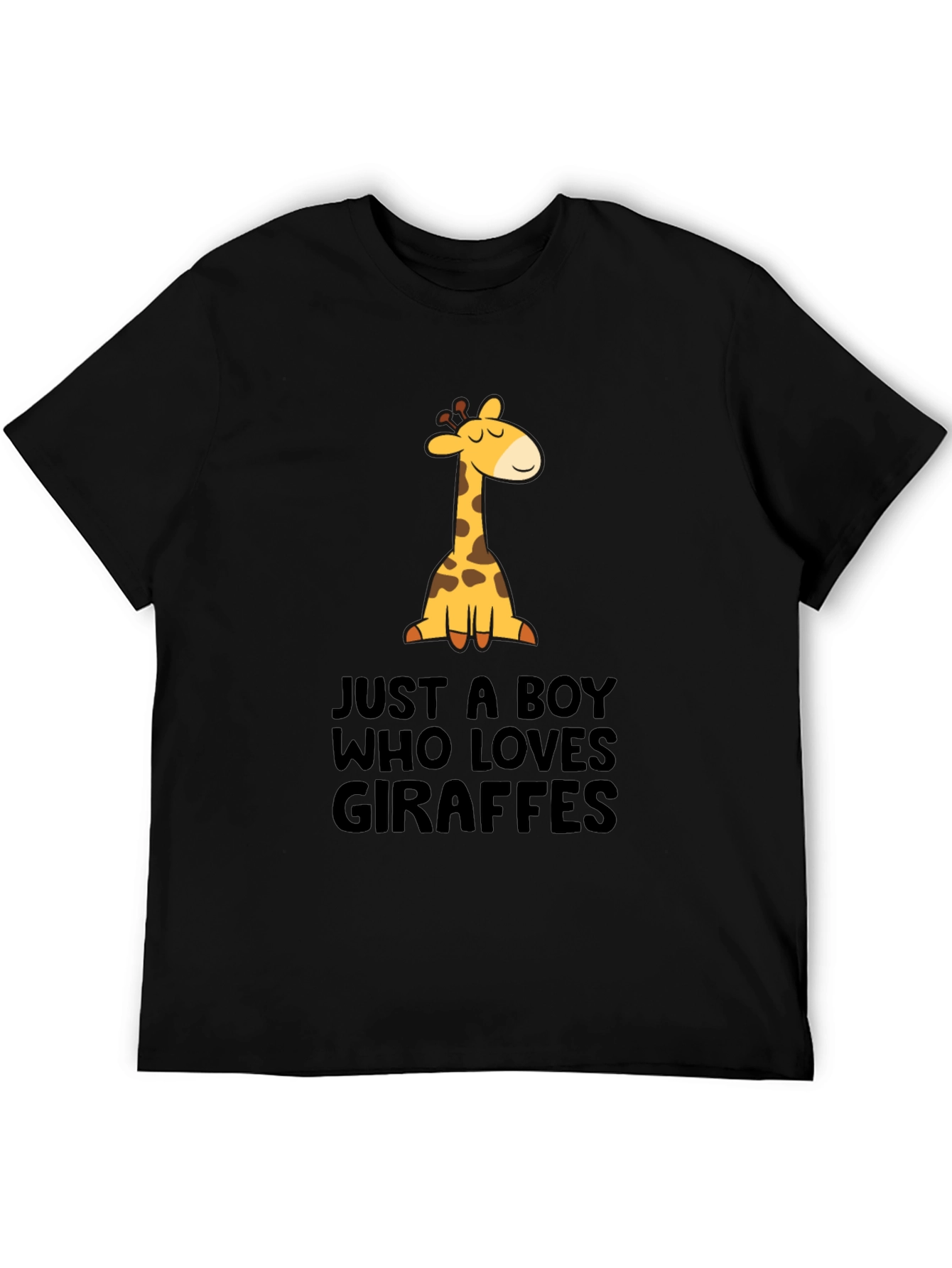 Just A Boy Who Loves Giraffes Black T-Shirt - 5