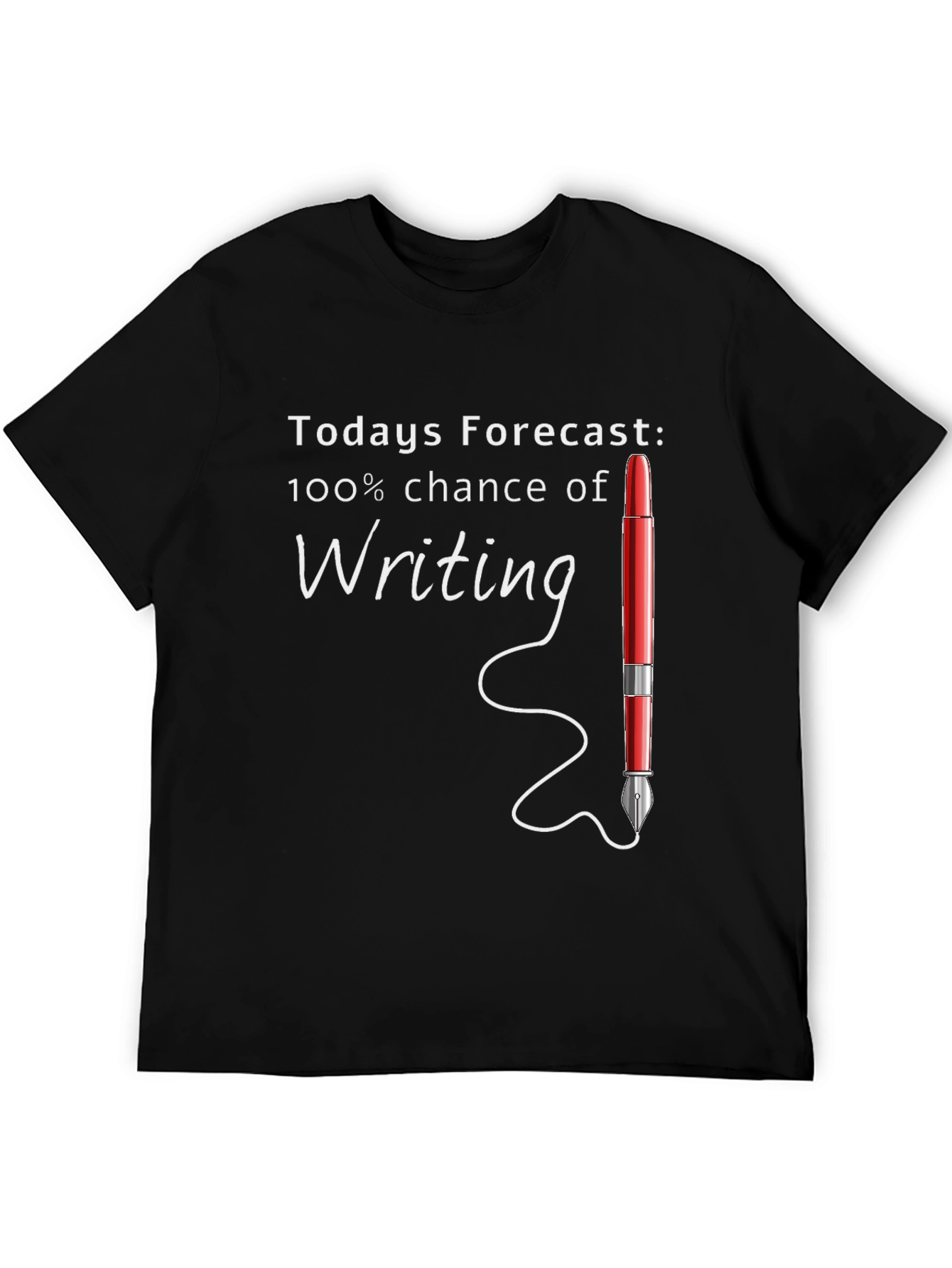 Black Writer's Forecast T-Shirt - 100% Chance of Writing view 5
