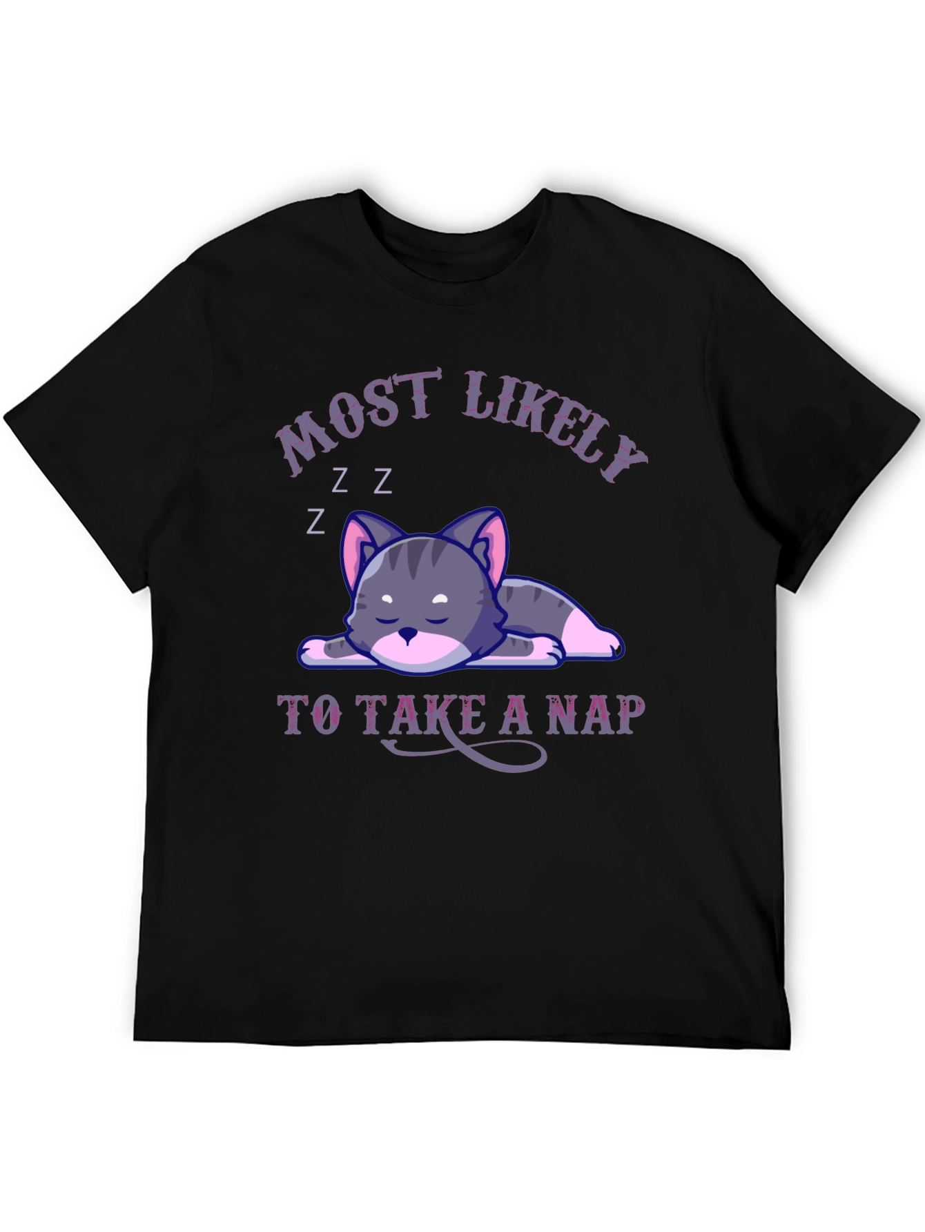 Black Most Likely To Take A Nap Cat T-Shirt view 5